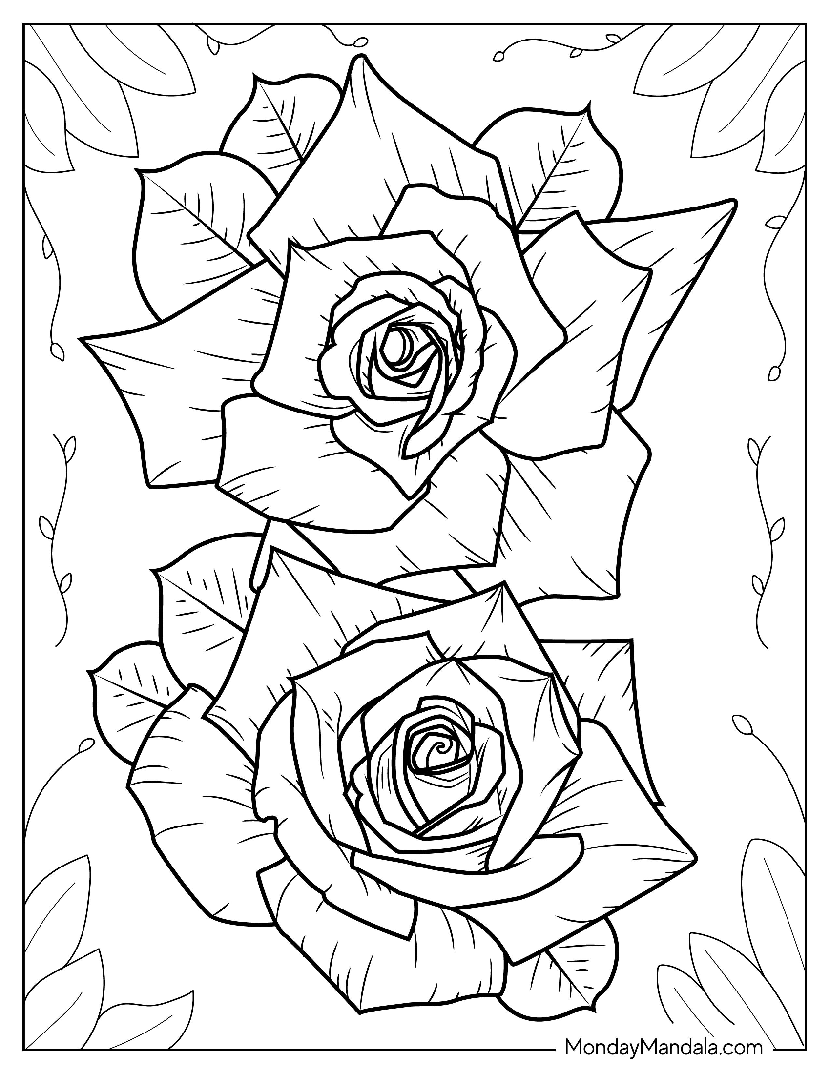 Blooming Roses Coloring Sheet