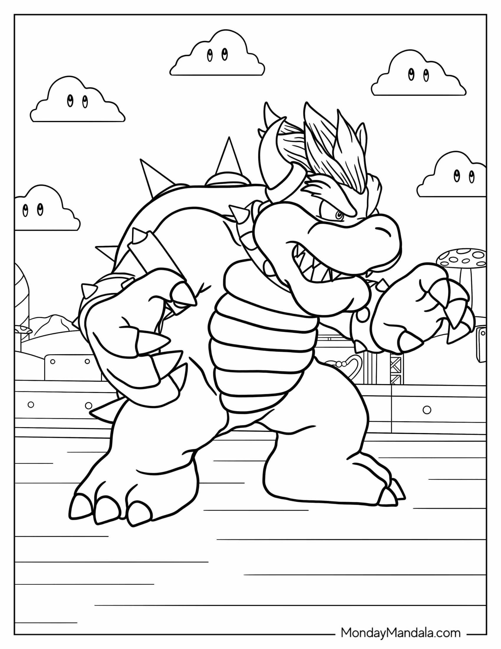 Bowser Coloring Sheet For Kids