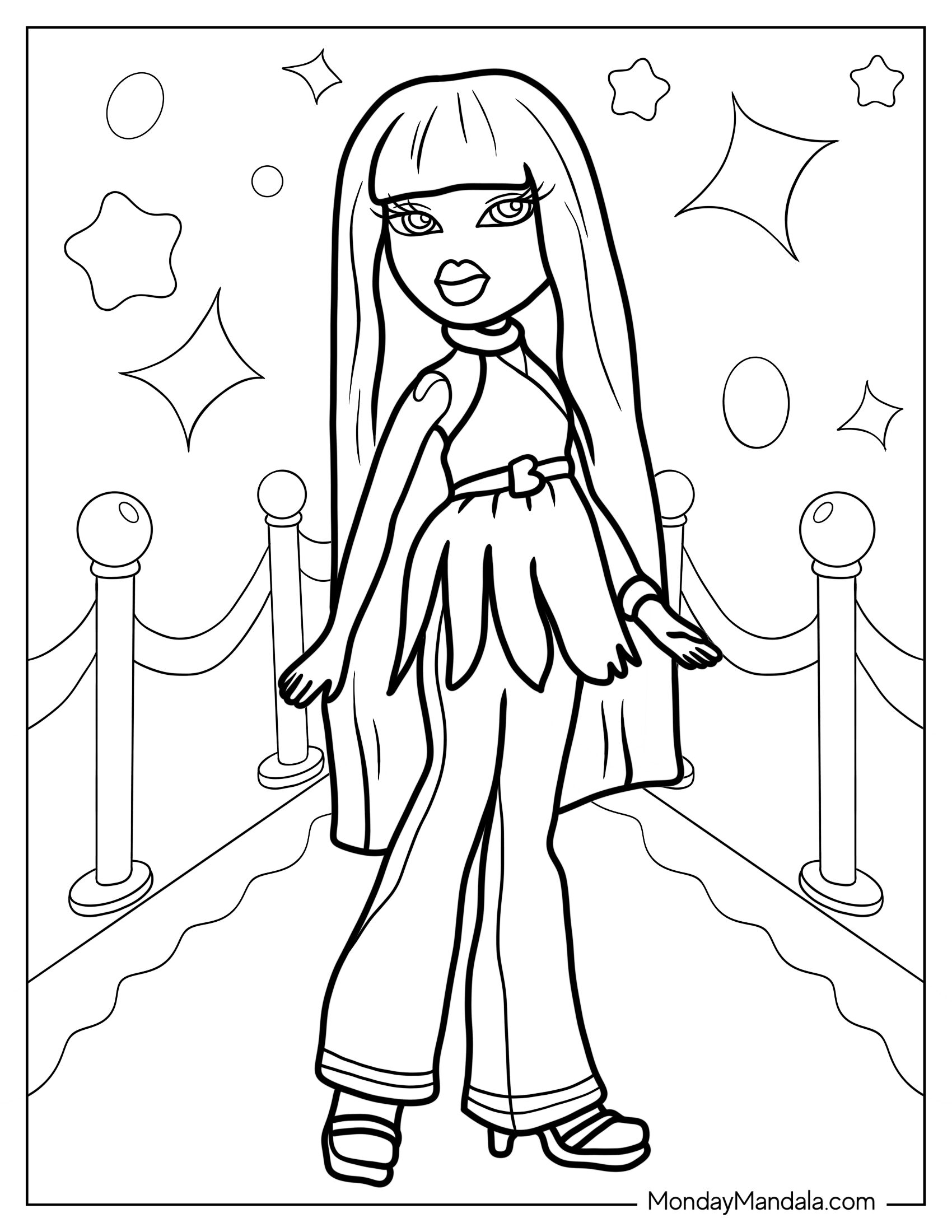 Bratz Chloe On Red Carpet Coloring Sheet