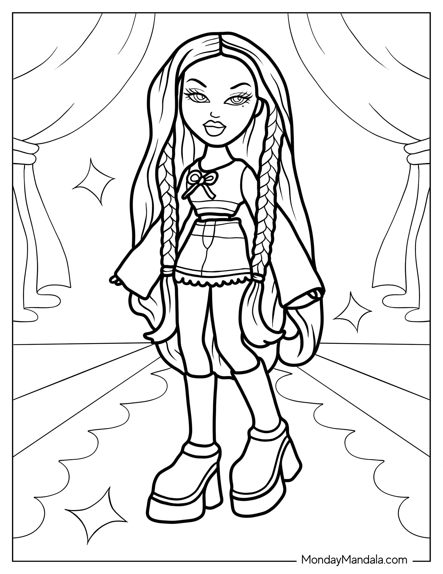 Bratz Yasmin In Skirt Coloring Sheet