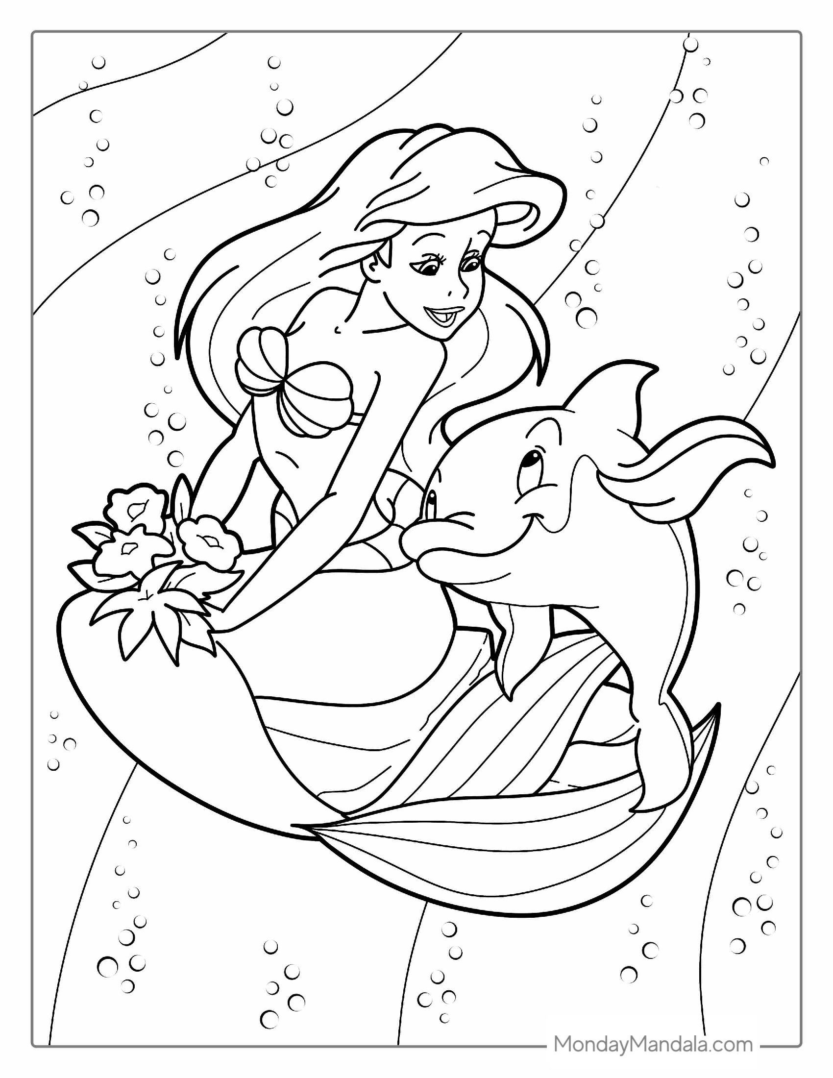 Breaker The Dolphin From The Little Mermaid Coloring Sheet