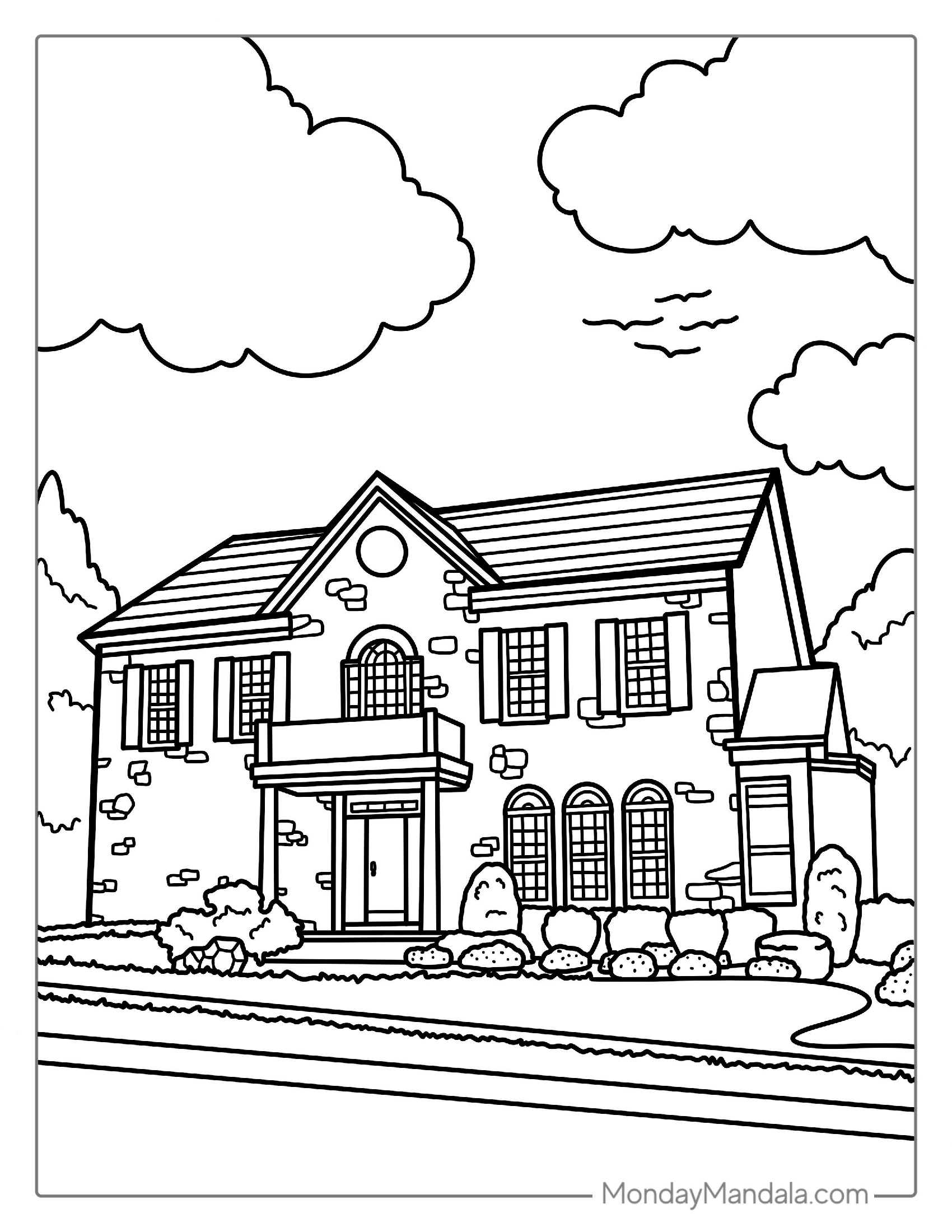 Brick Mansion Coloring Page