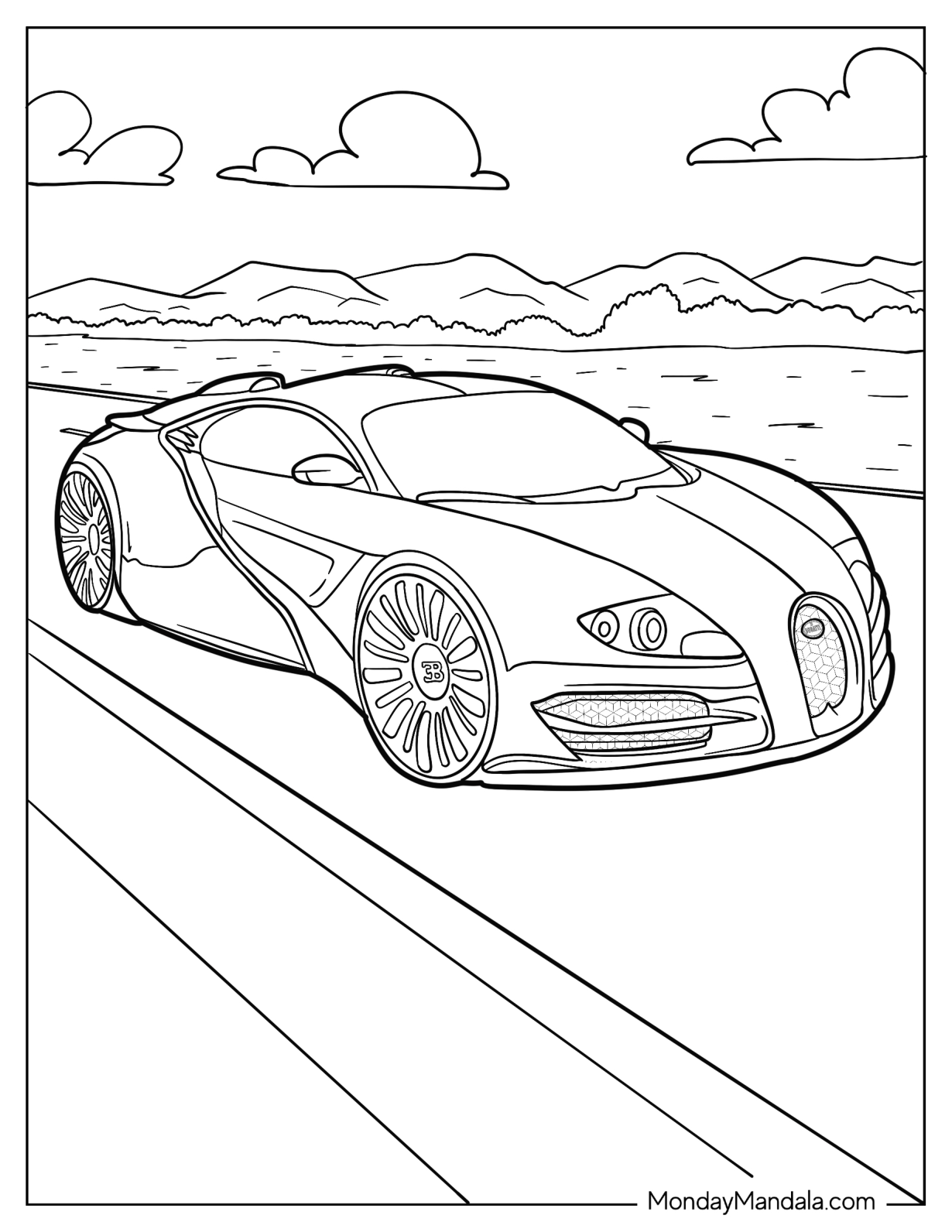 Bugatti Coloring Page EB Concept on the Road