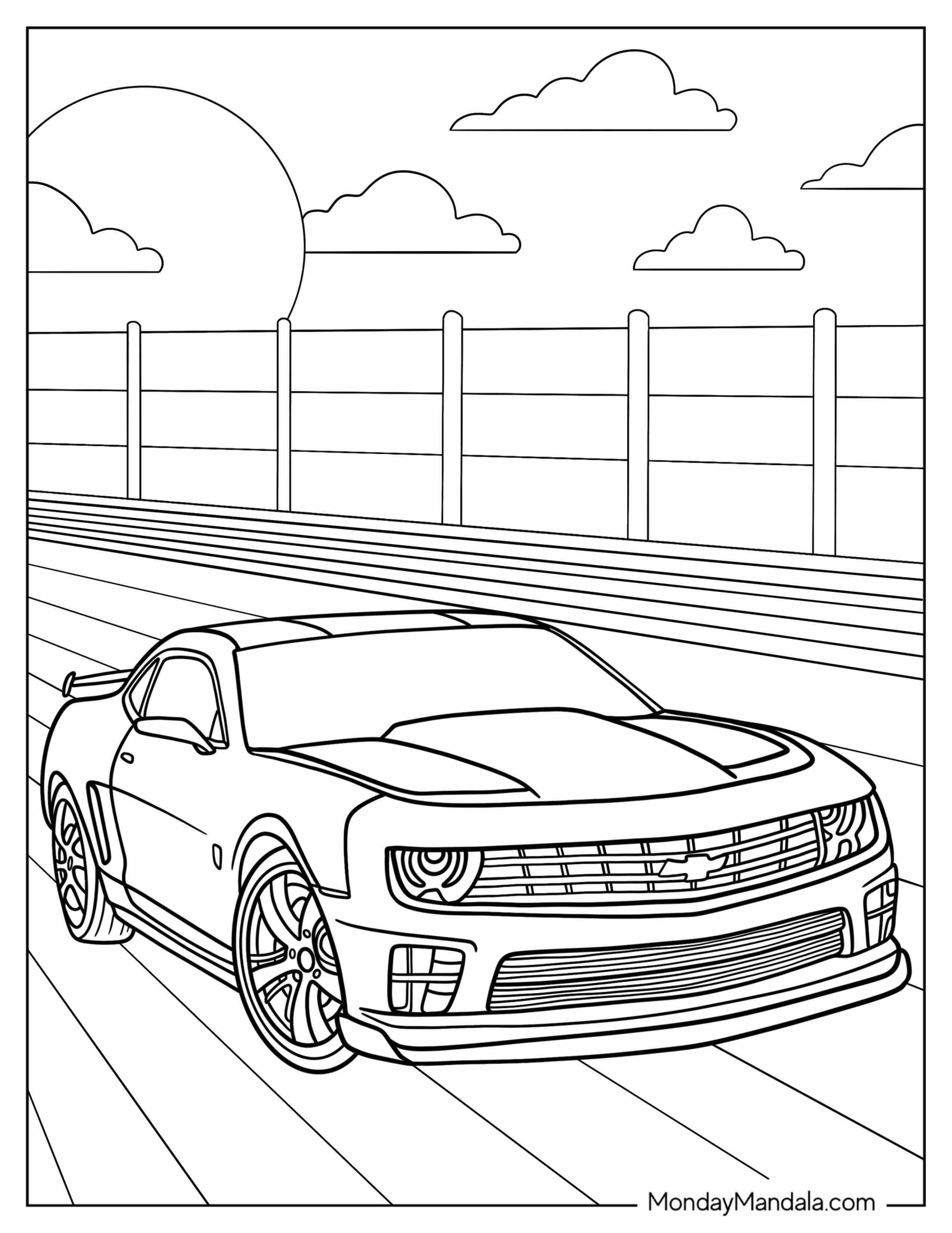 Bumblebee Coloring Page In Chevrolet Camaro Form