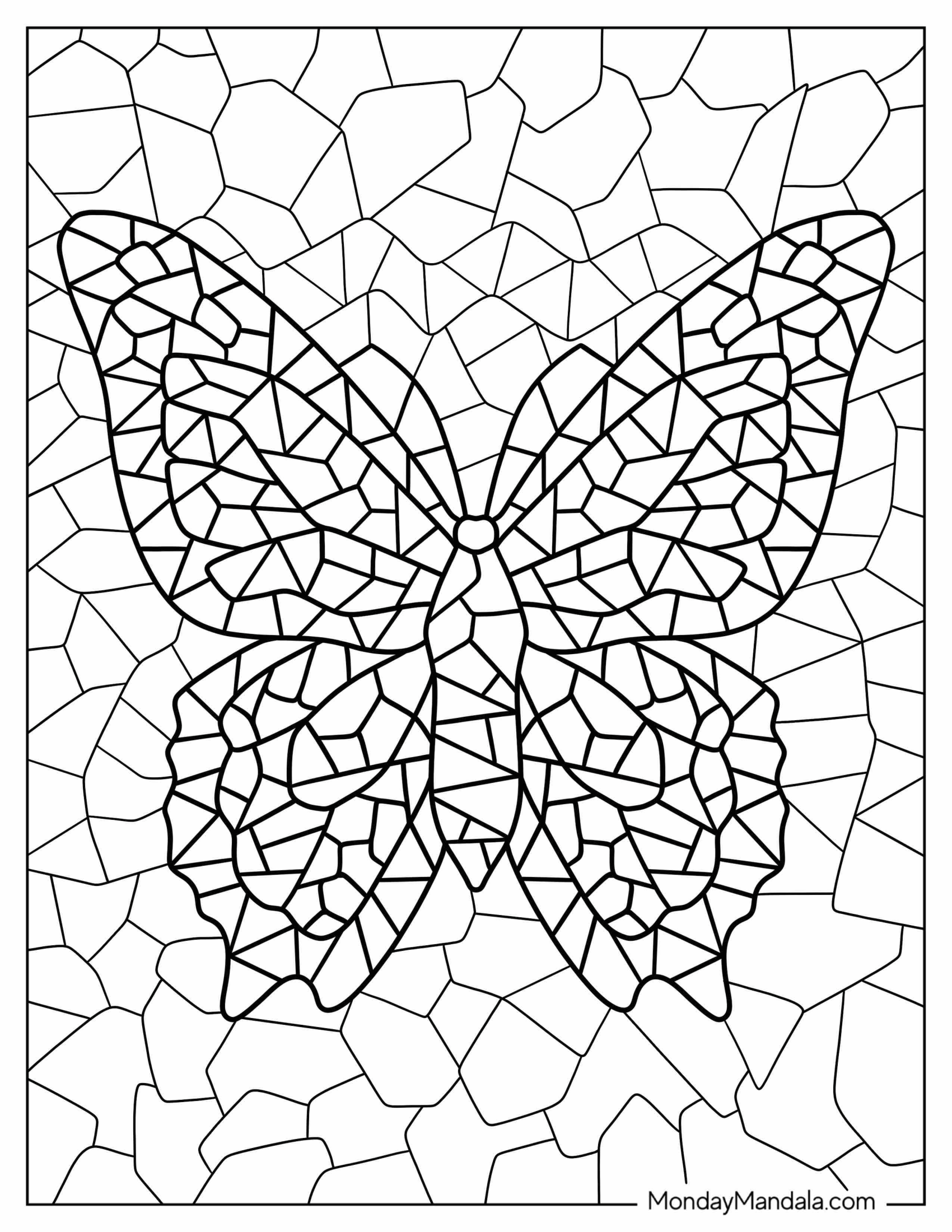 Butterfly Mosaic Coloring Page