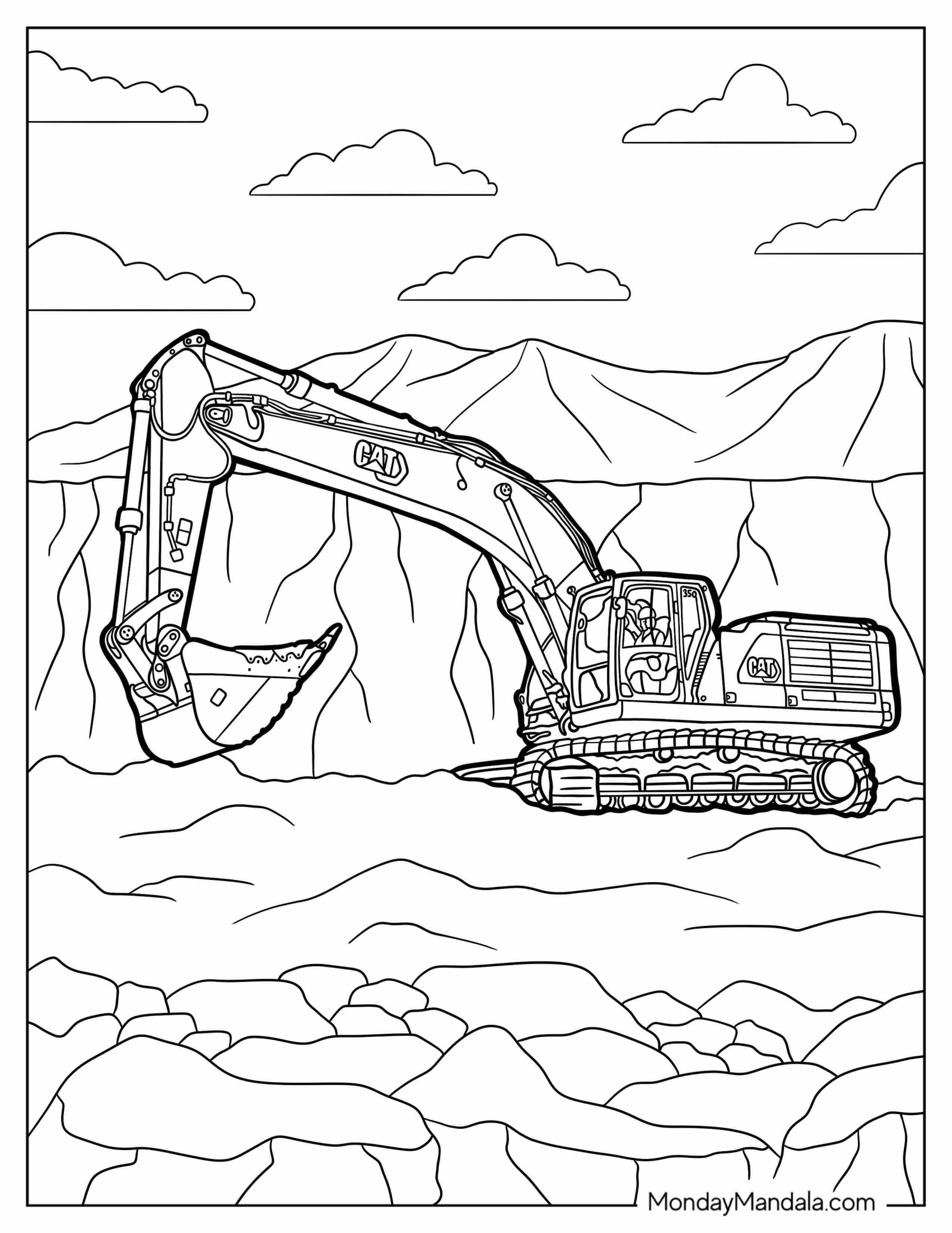 CAT Excavator Working In a Quarry