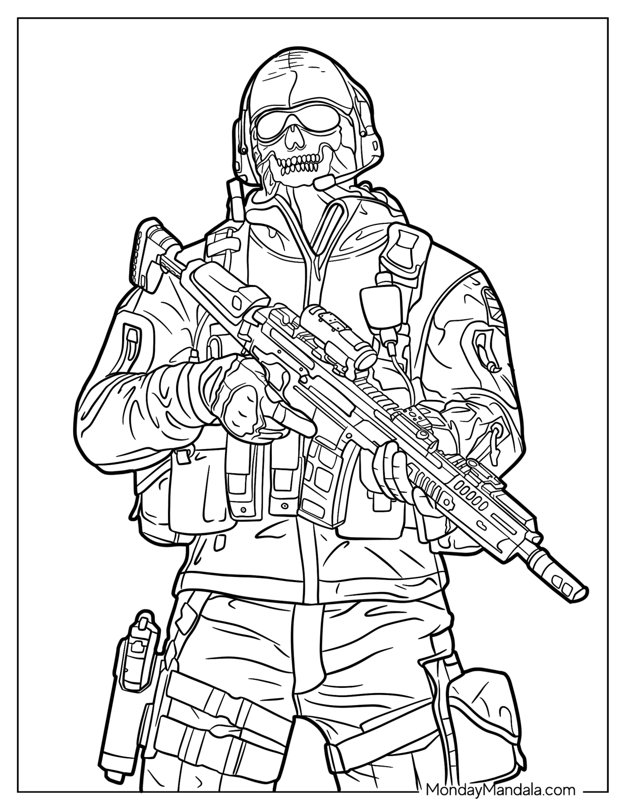 Call Of Duty Coloring Page Of Detailed Simon Ghost  Riley