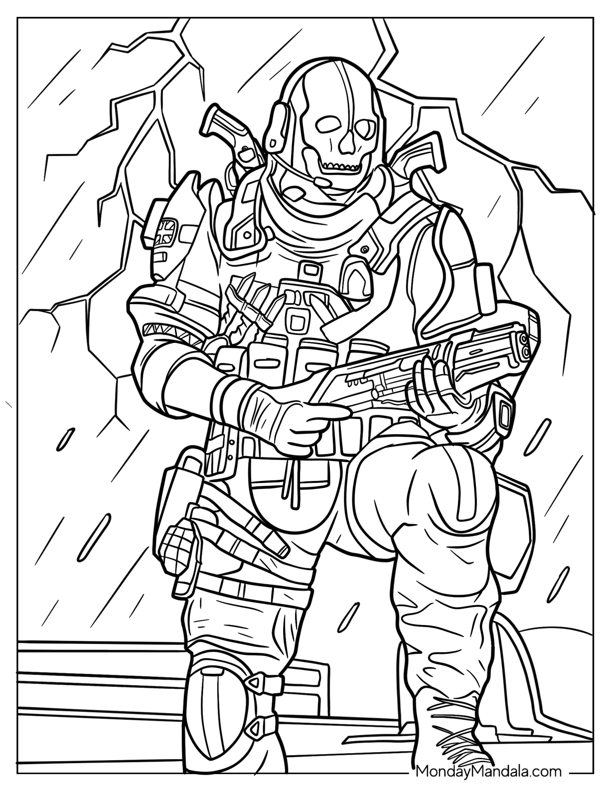 Call Of Duty Coloring Page Of Ghost Shooting In Storm