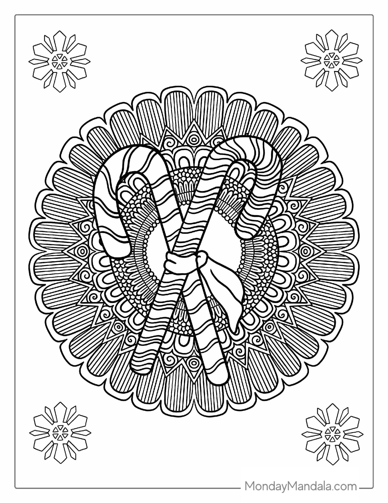 Candy Cane Mandala Coloring Sheet