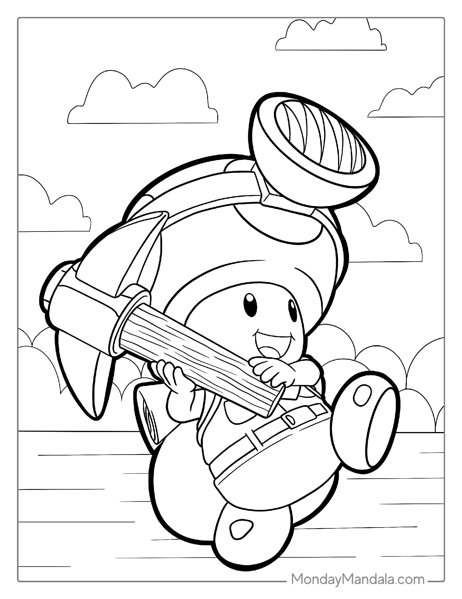 Captain Toad With Pickaxe Coloring Page