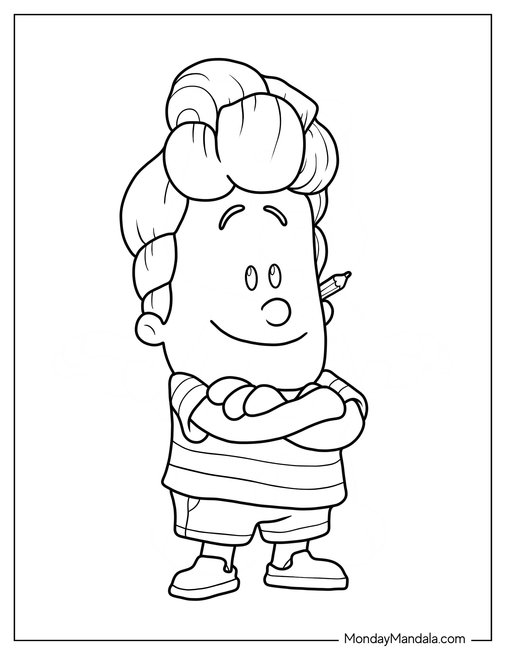 Captain Underpants Coloring Page Of Harold With His Arms Crossed For Kids