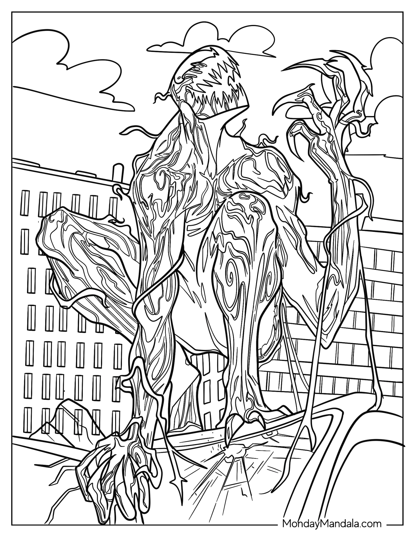 Carnage Coloring Page Growling On Top Of Car