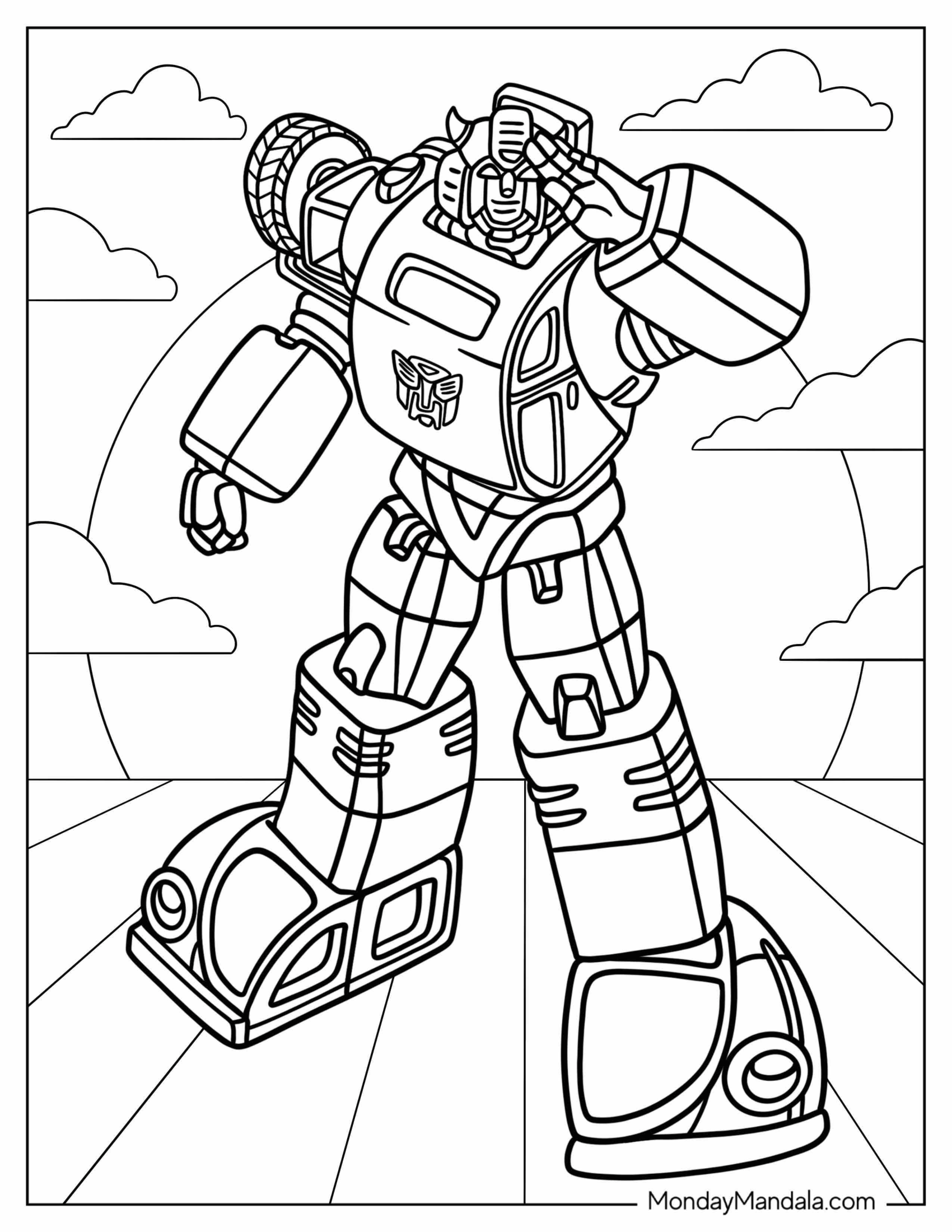 Cartoon Bumblebee Coloring Page Saluting For Kids