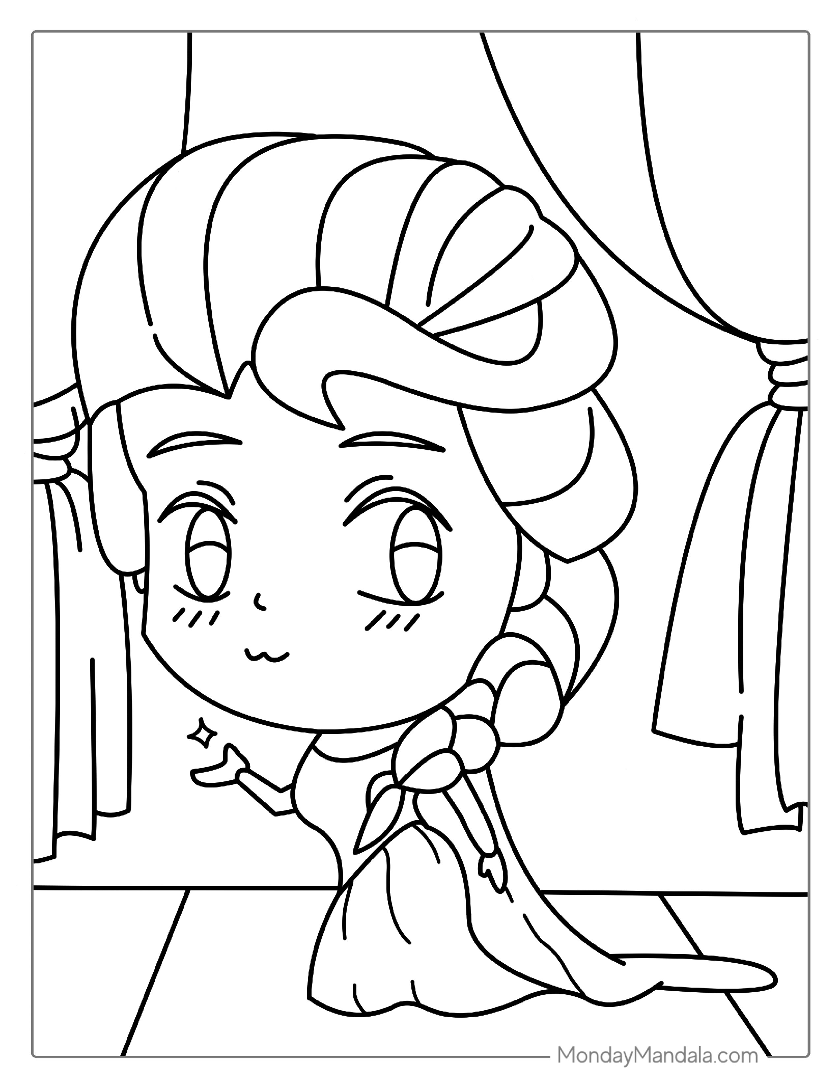 Cartoon Elsa Coloring Page For Preschoolers