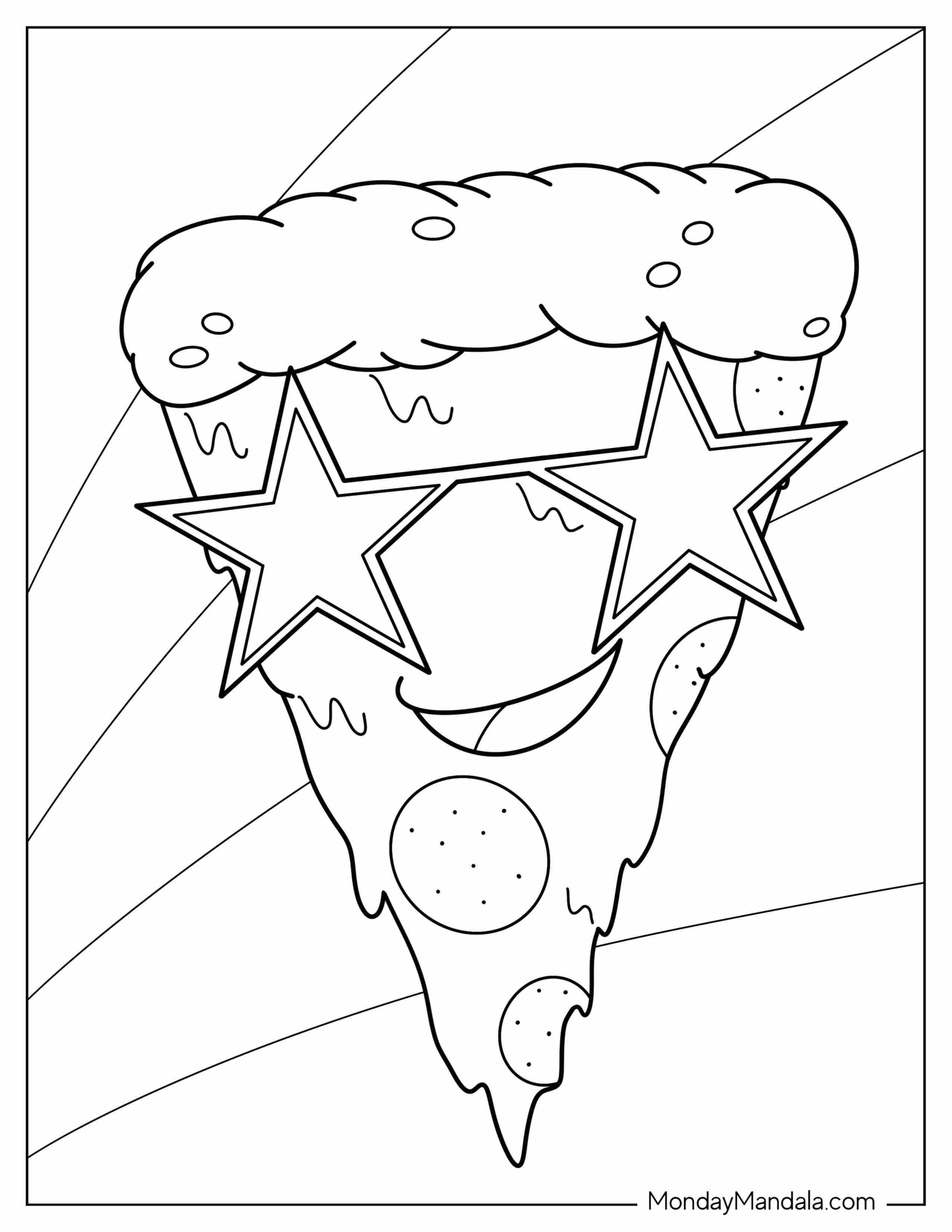 Cartoon Pizza Slice Coloring Sheet