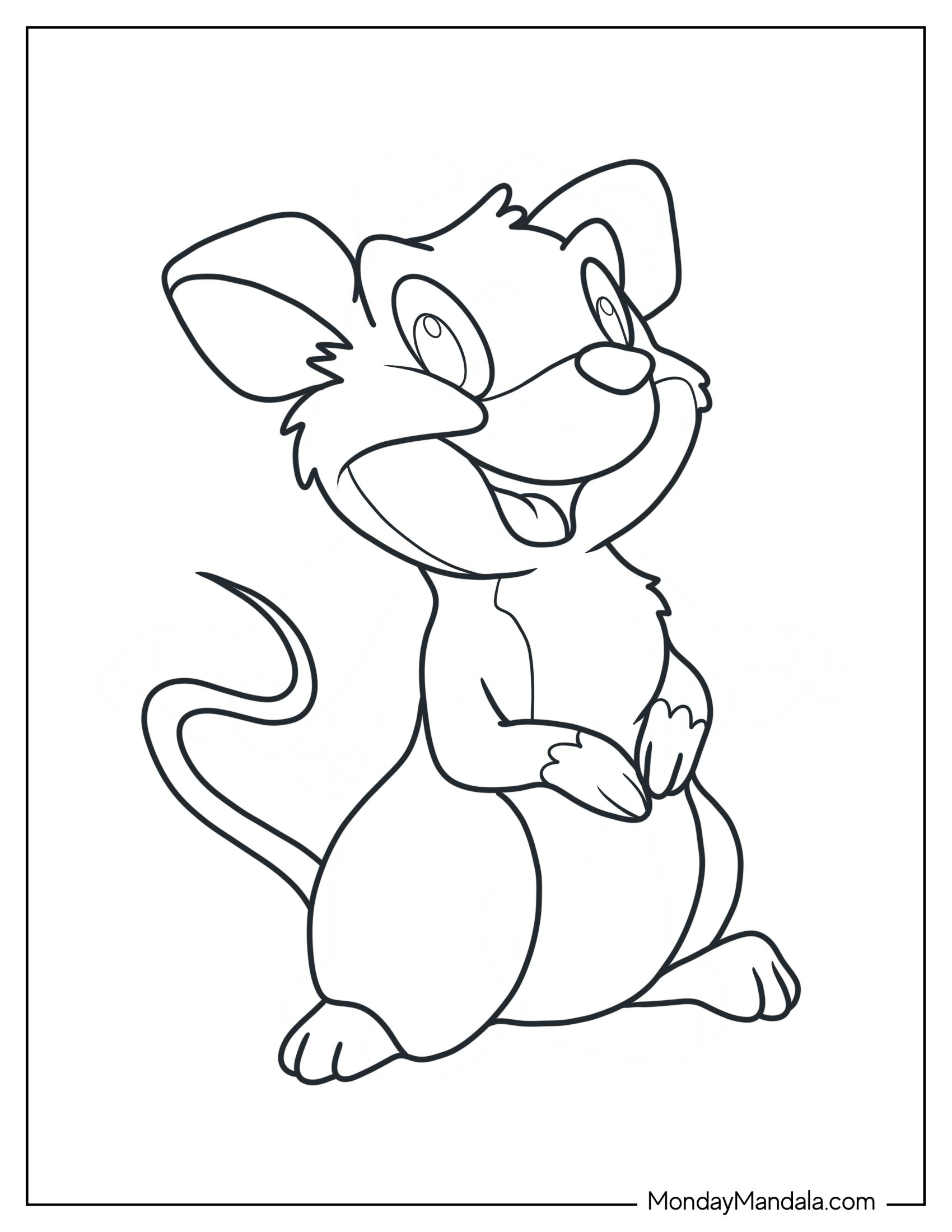 Cartoon Smiling Mouse Coloring Page