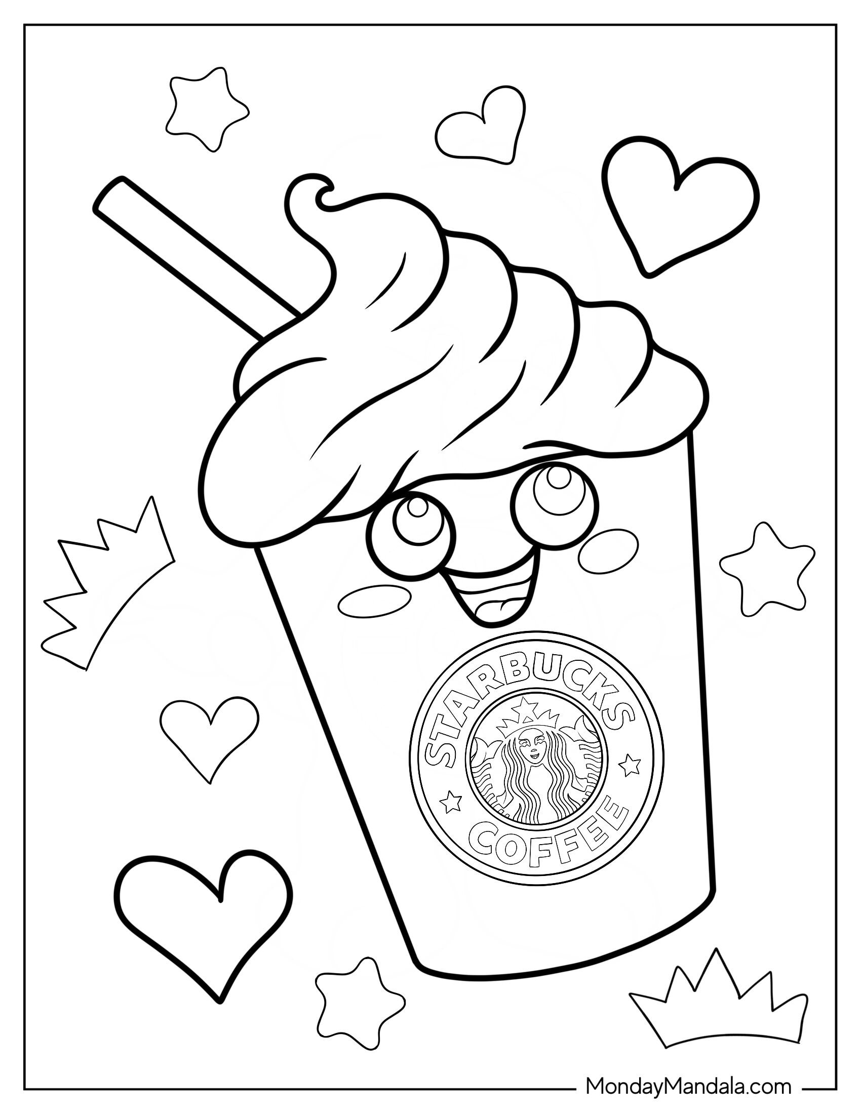 Cartoon Starbucks Coloring Page Frappe