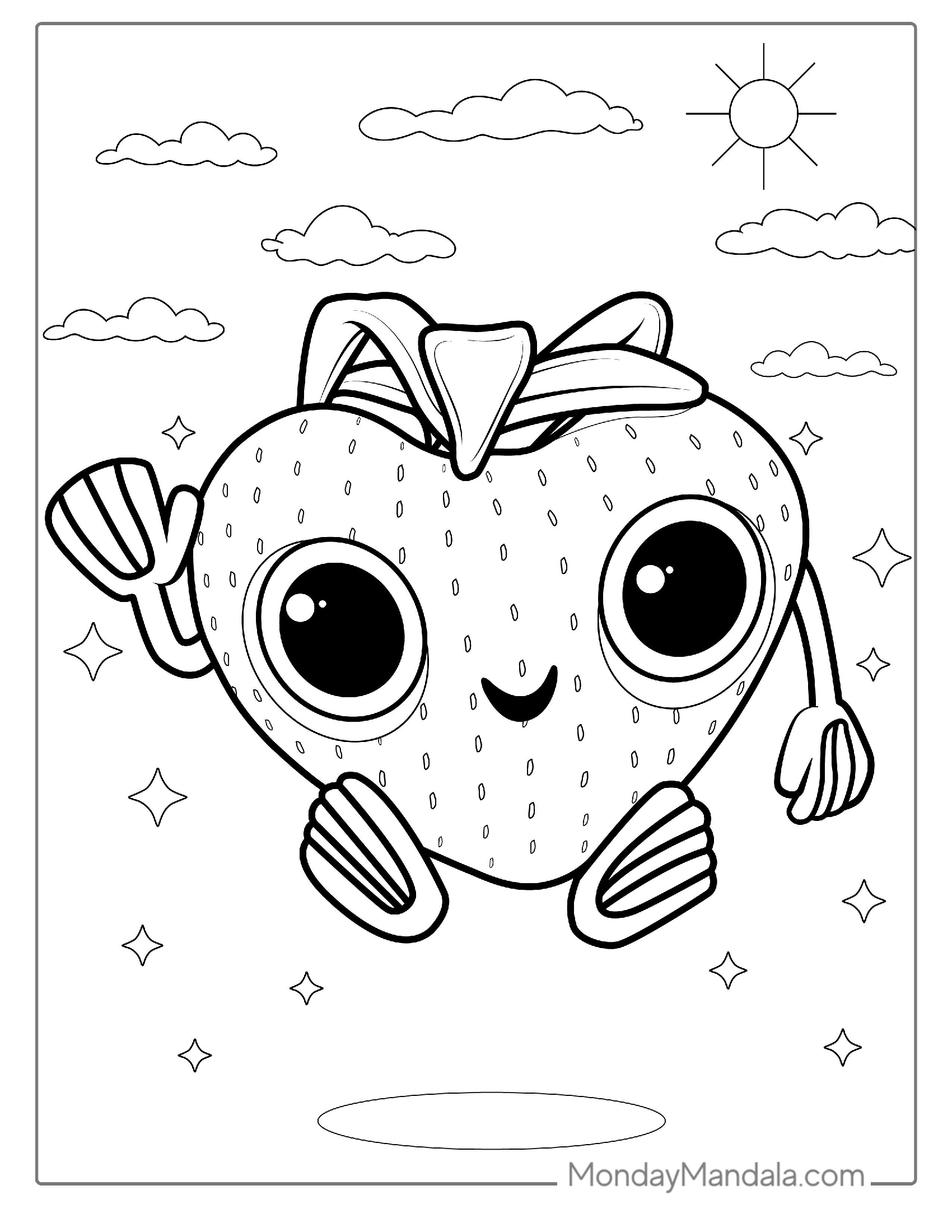 Cartoon Strawberry Coloring Page