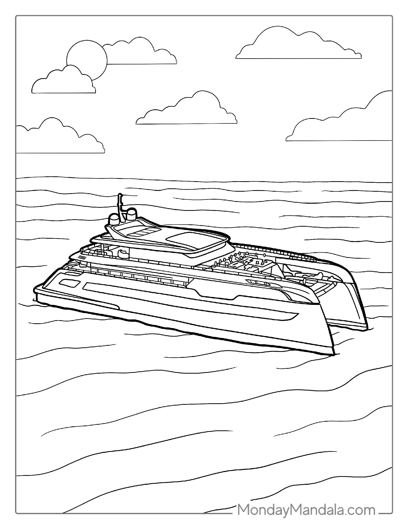 Catamaran Super Yacht Coloring Page