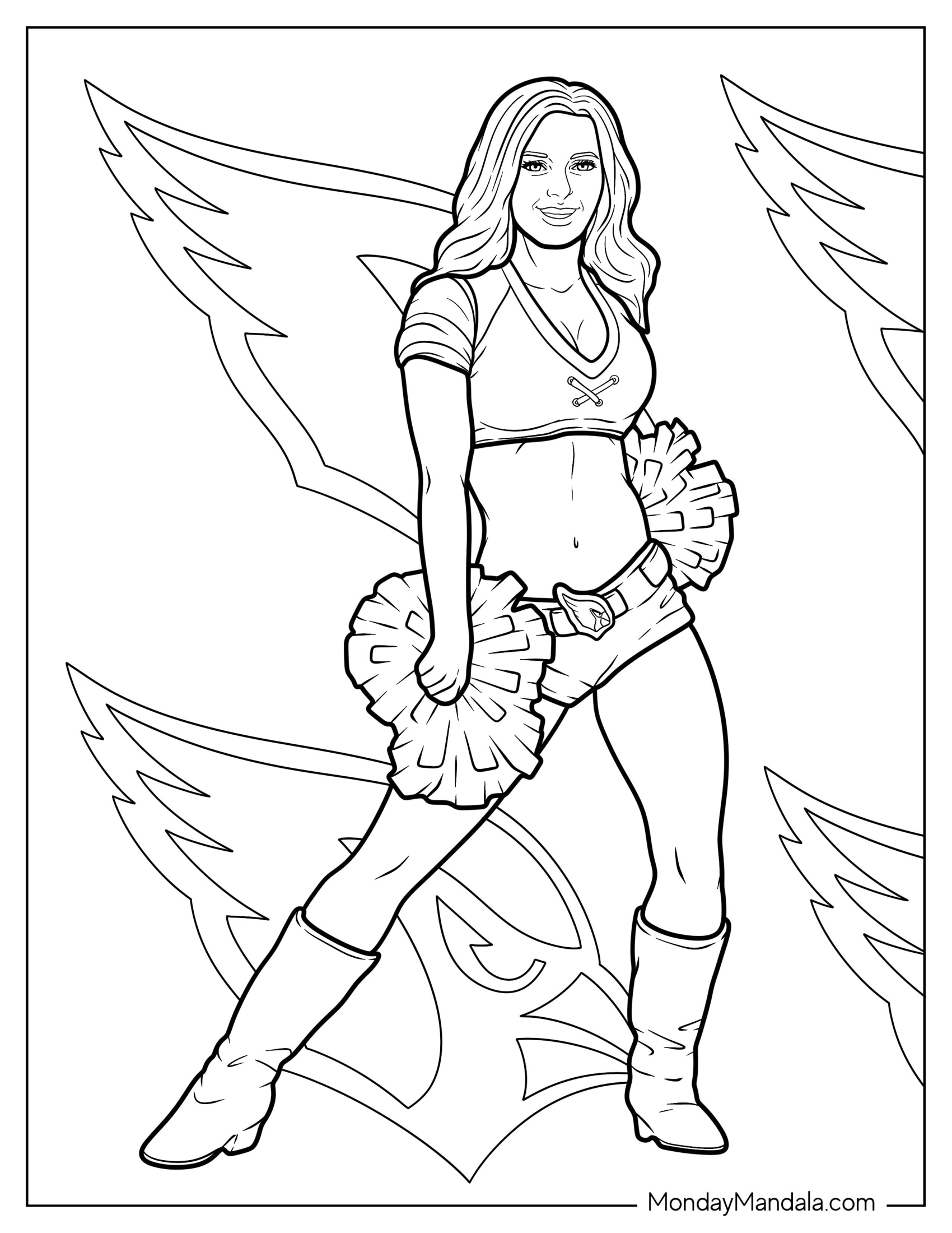 Cheerleading Coloring Page Of Arizona Cardinals Cheerleader