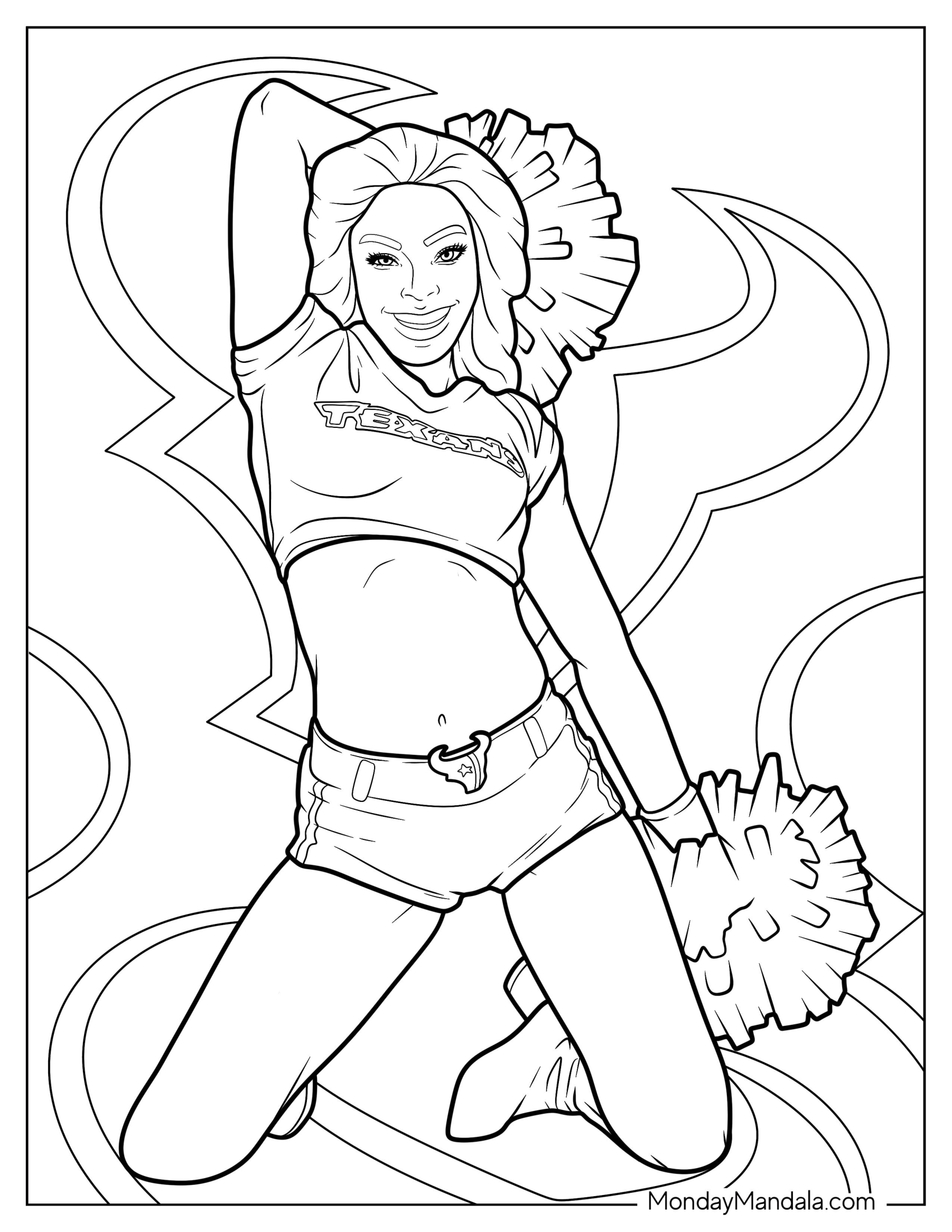 Cheerleading Coloring Page Of Houston NFL Cheerleader Dancing