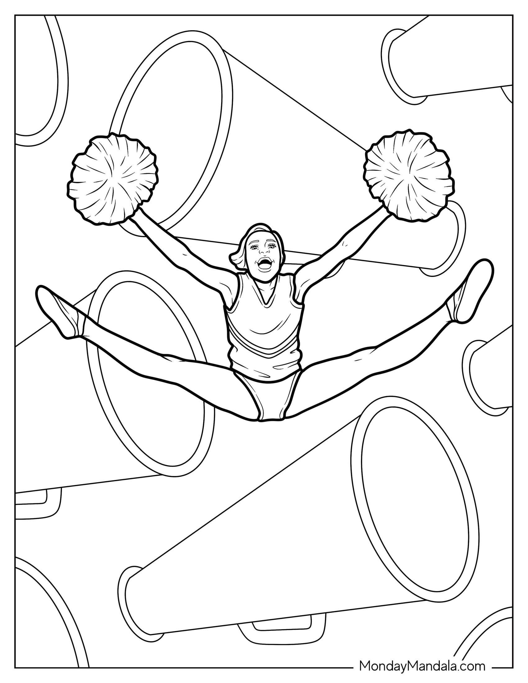 Cheerleading Coloring Page Of Jump Split