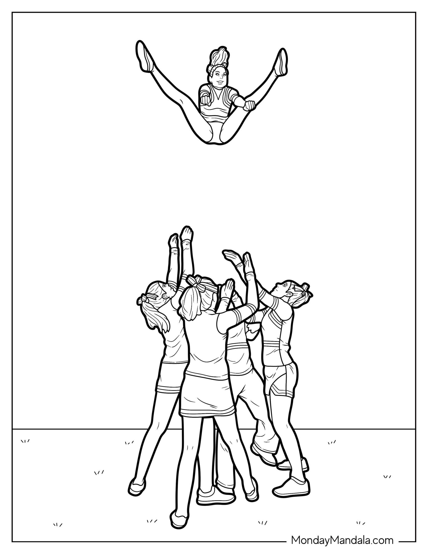 Cheerleading Coloring Page Of Pike Basket Toss