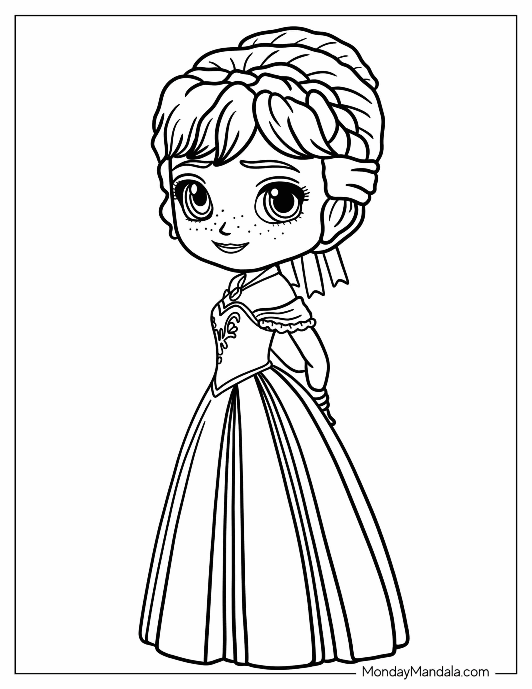 Chibi Anna Coloring Page For Kids