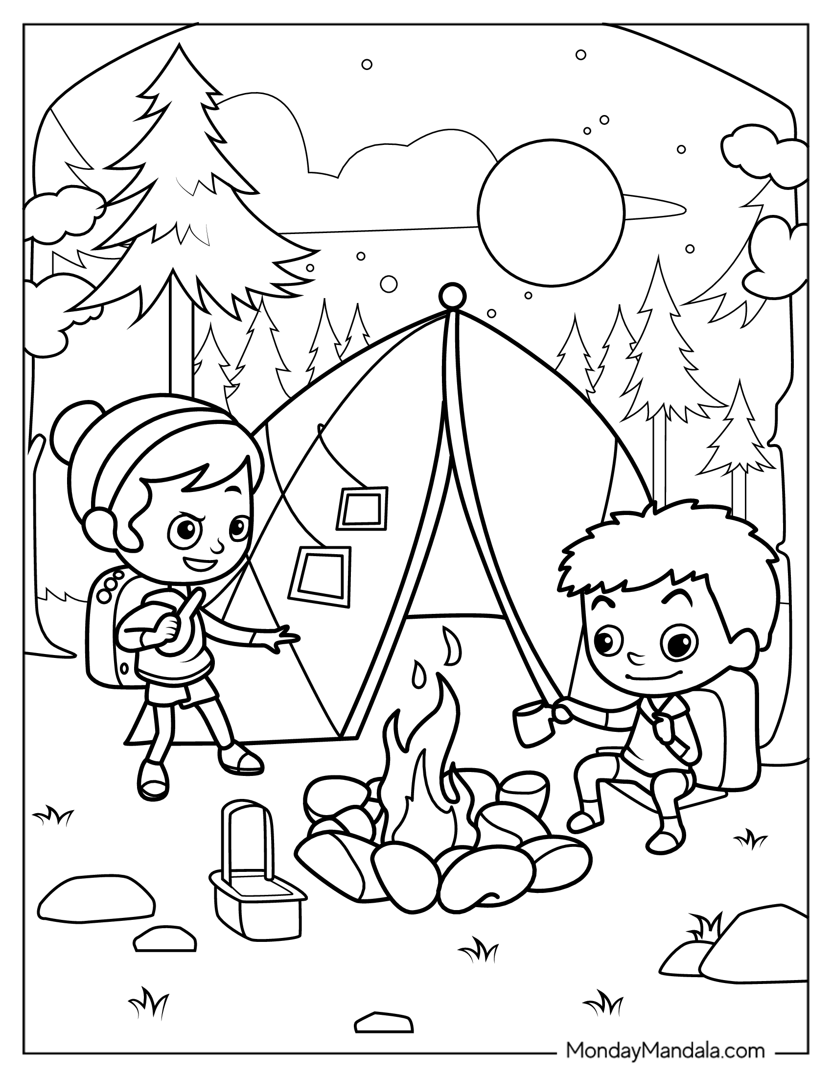 Chibi Campers Coloring Sheet For Kids