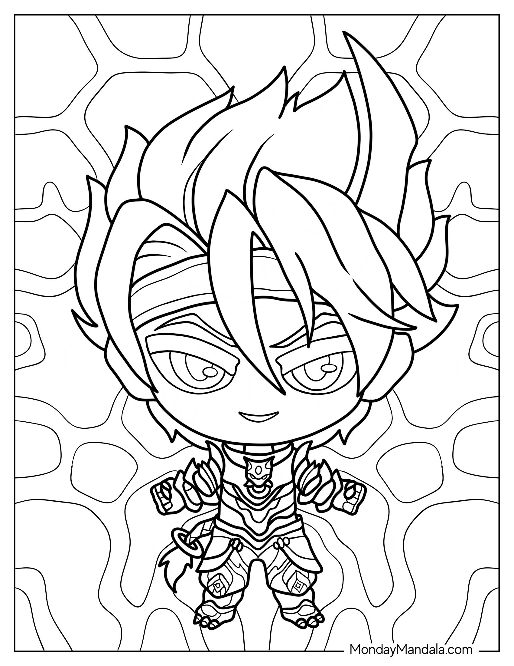 Chibi Coloring Page Of Eternal Guardian Yin