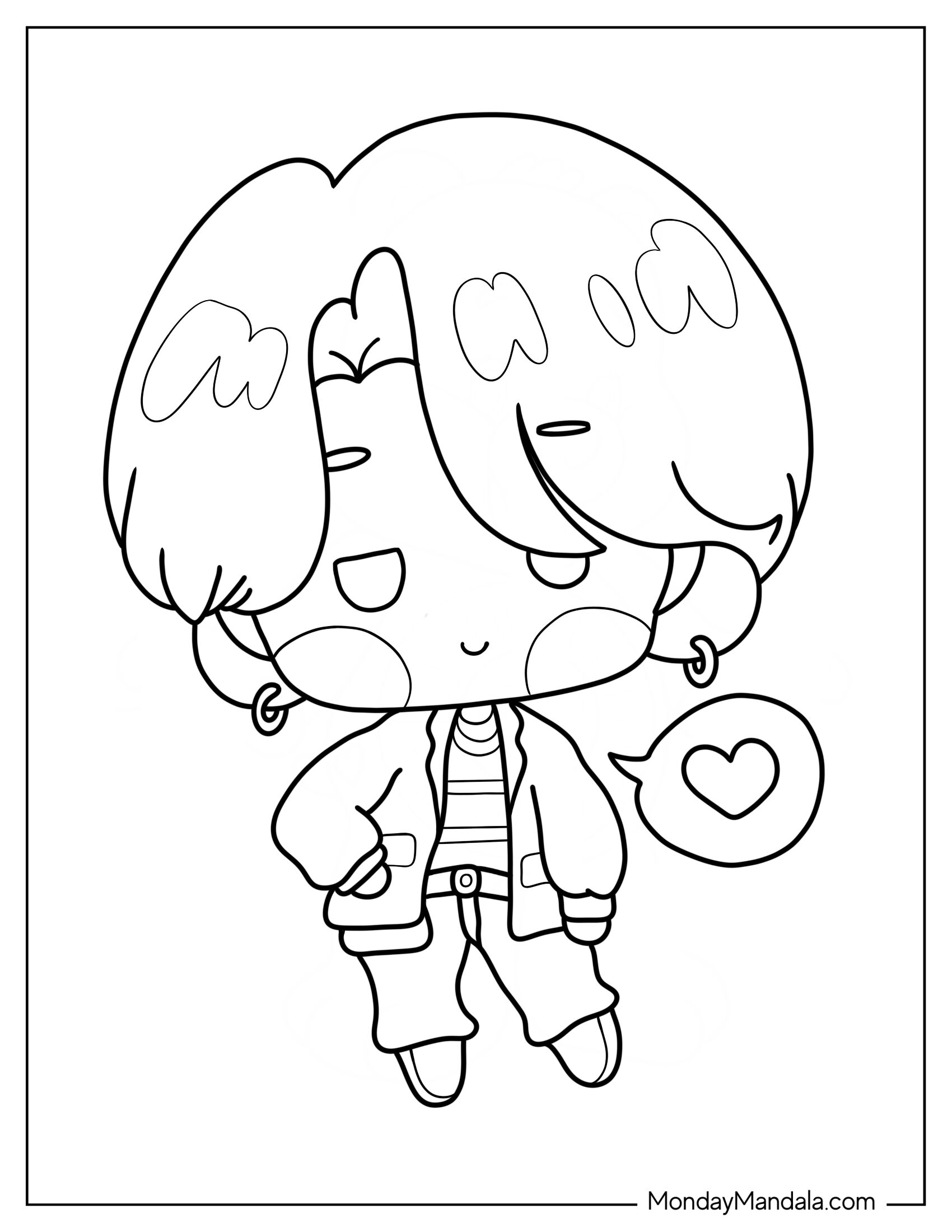 Chibi Coloring Page Of Kitty Gang Jimin