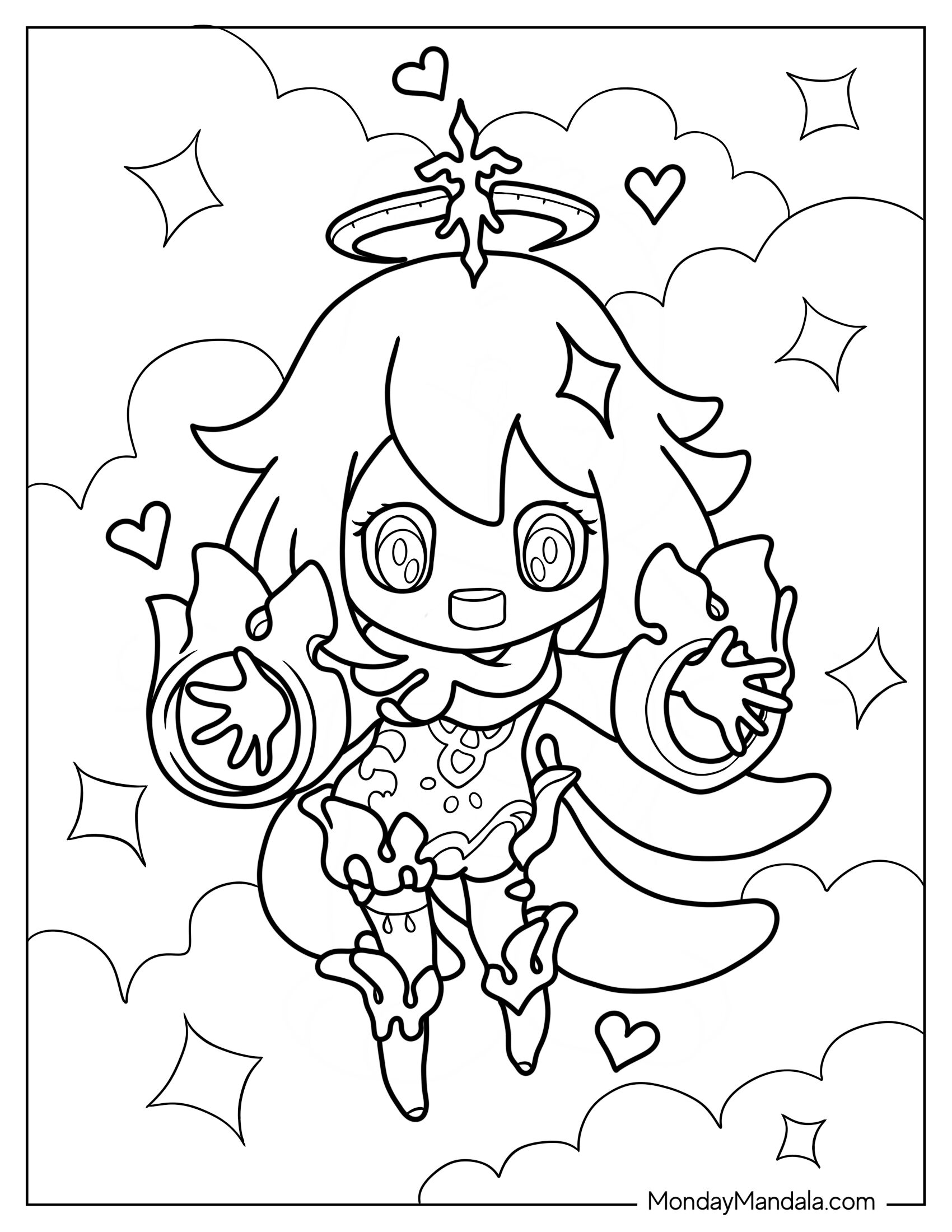 Chibi Coloring Page Of Paimon Smiling