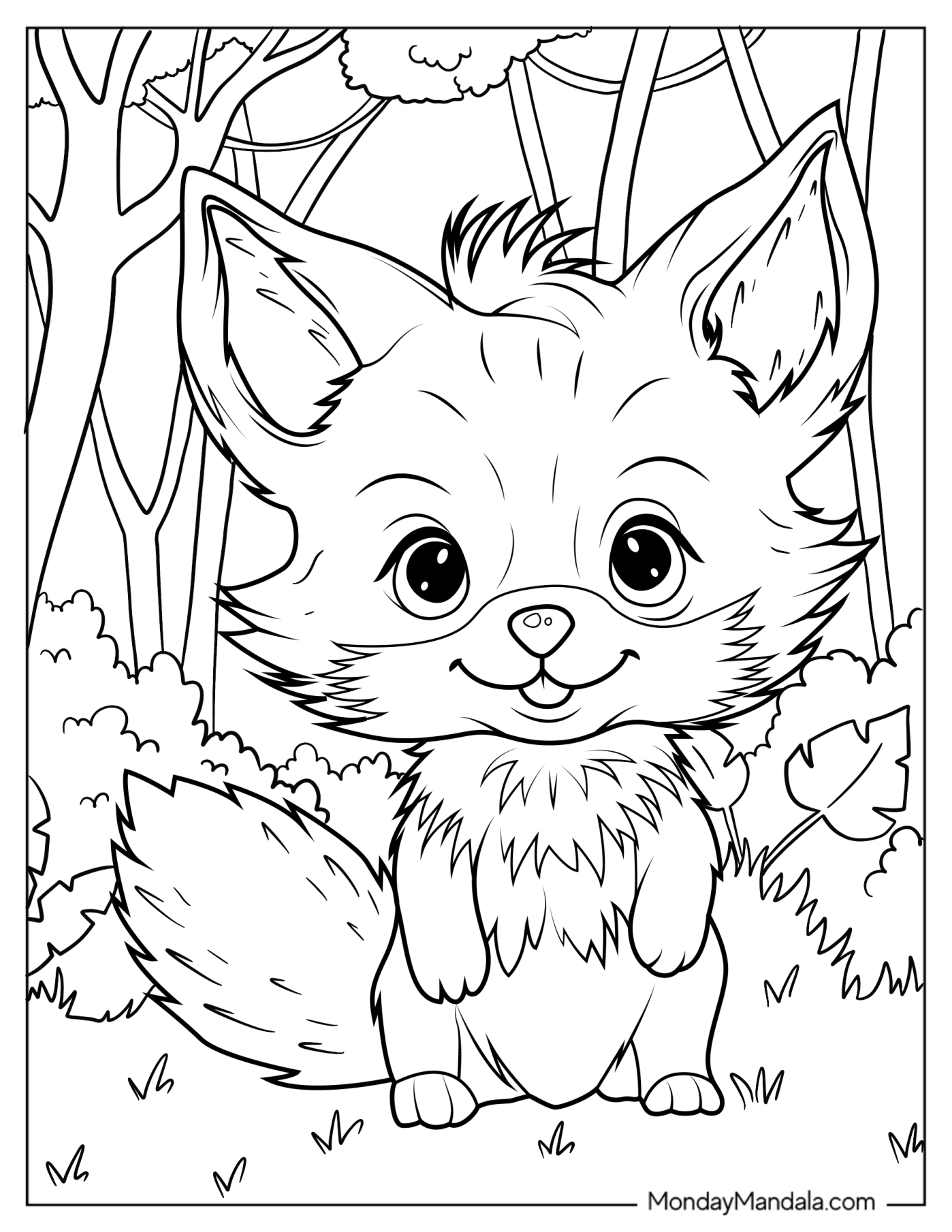 Chibi Fox Coloring Page For Kids