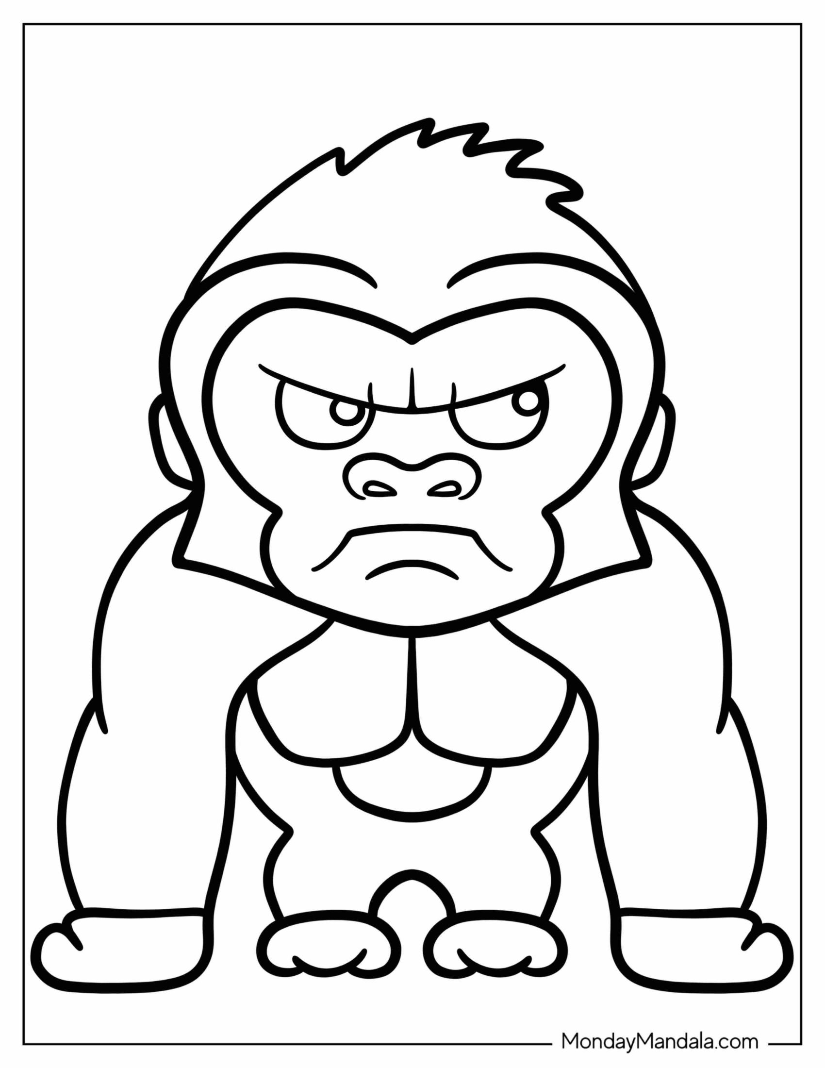 Chibi King Kong Coloring Page For Preschoolers