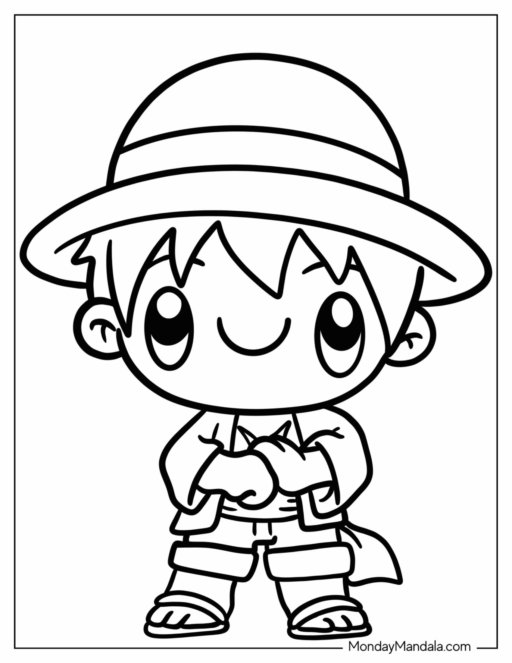 Chibi Luffy Coloring Page For Preschoolers