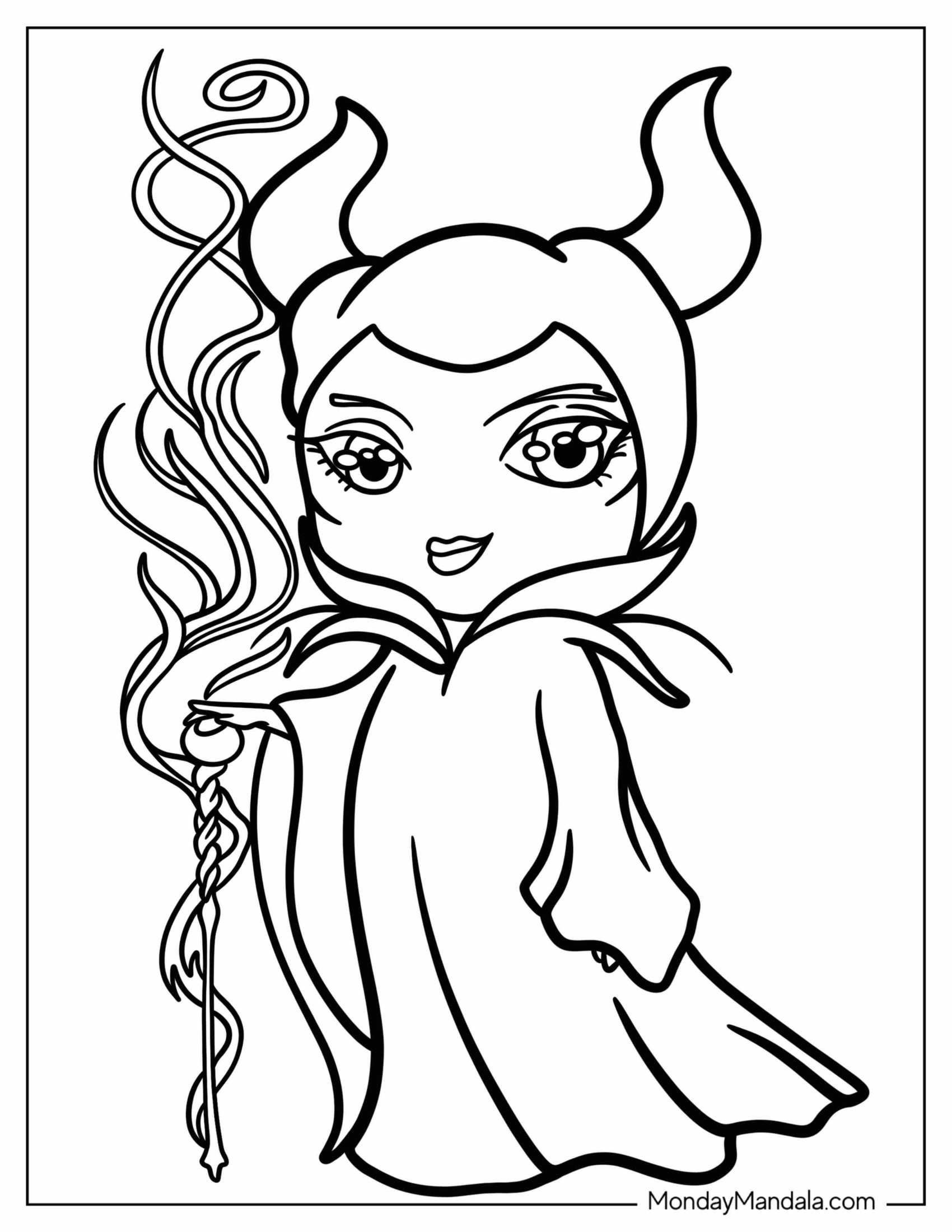 Chibi Maleficent Coloring Page For Kids