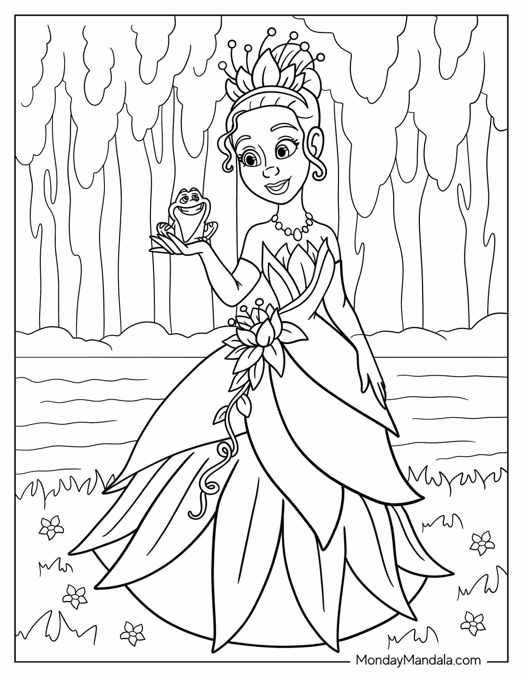 Chibi Tiana With Prince Naveen Coloring Sheet