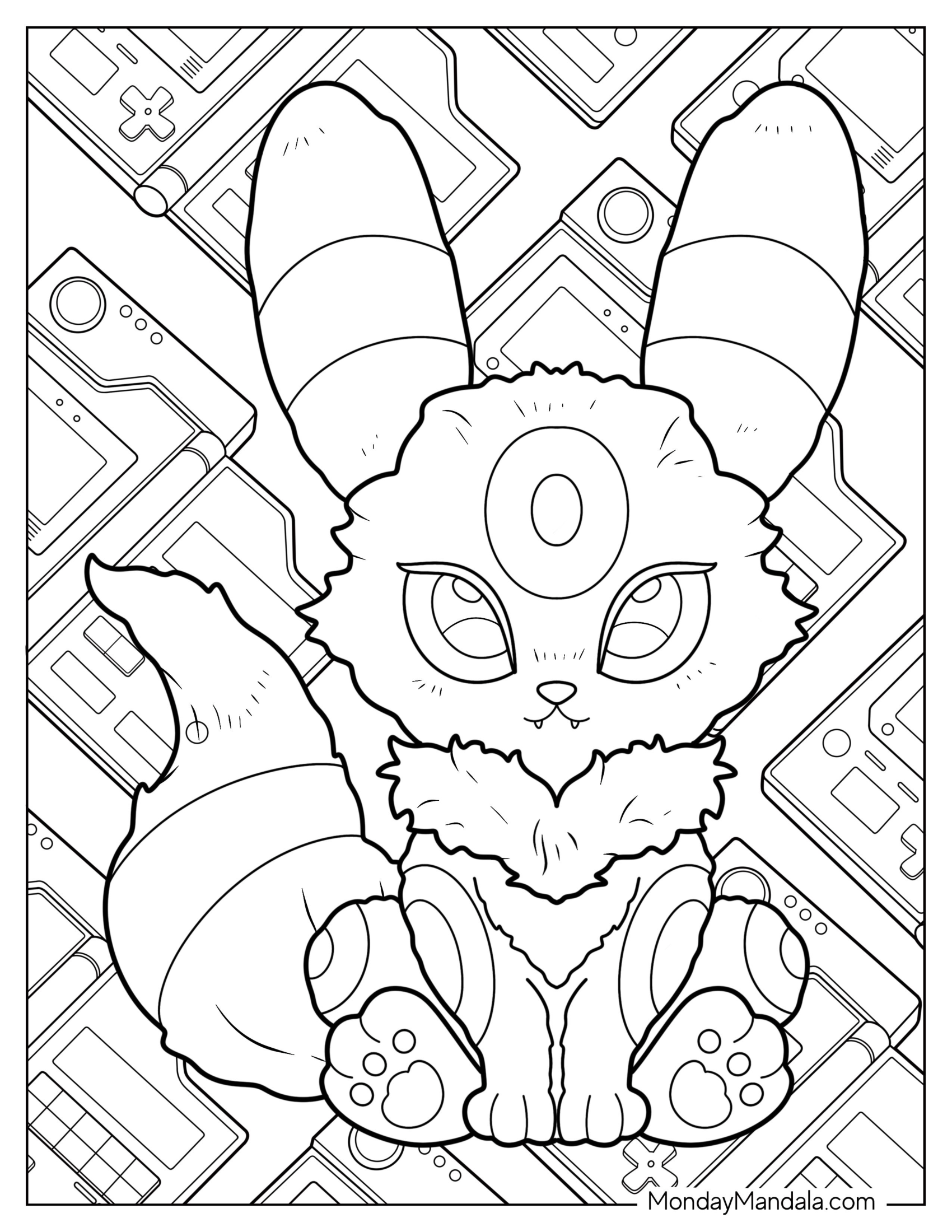 Chibi Umbreon Coloring Page For Preschoolers