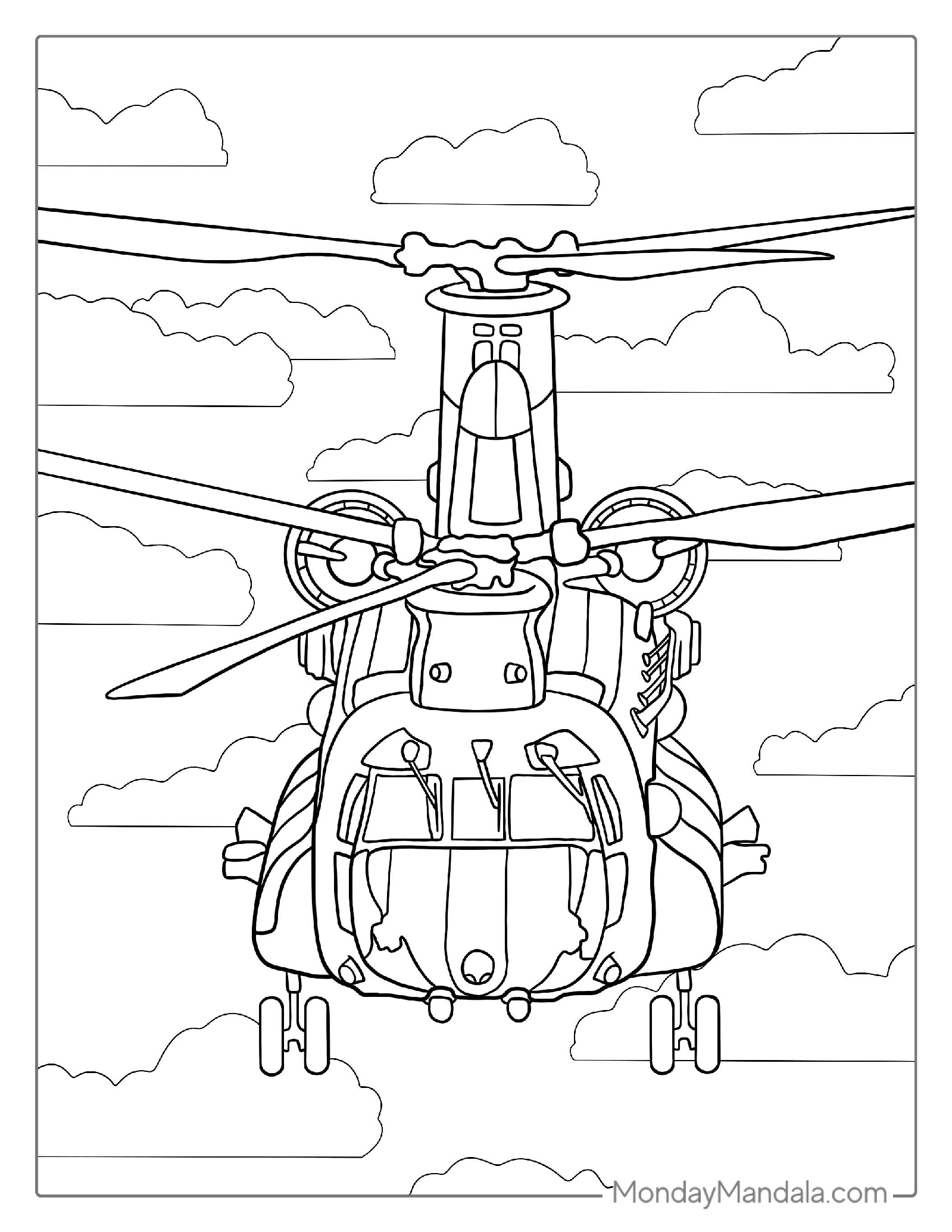 Chinook Helicopter Coloring Page For Kids