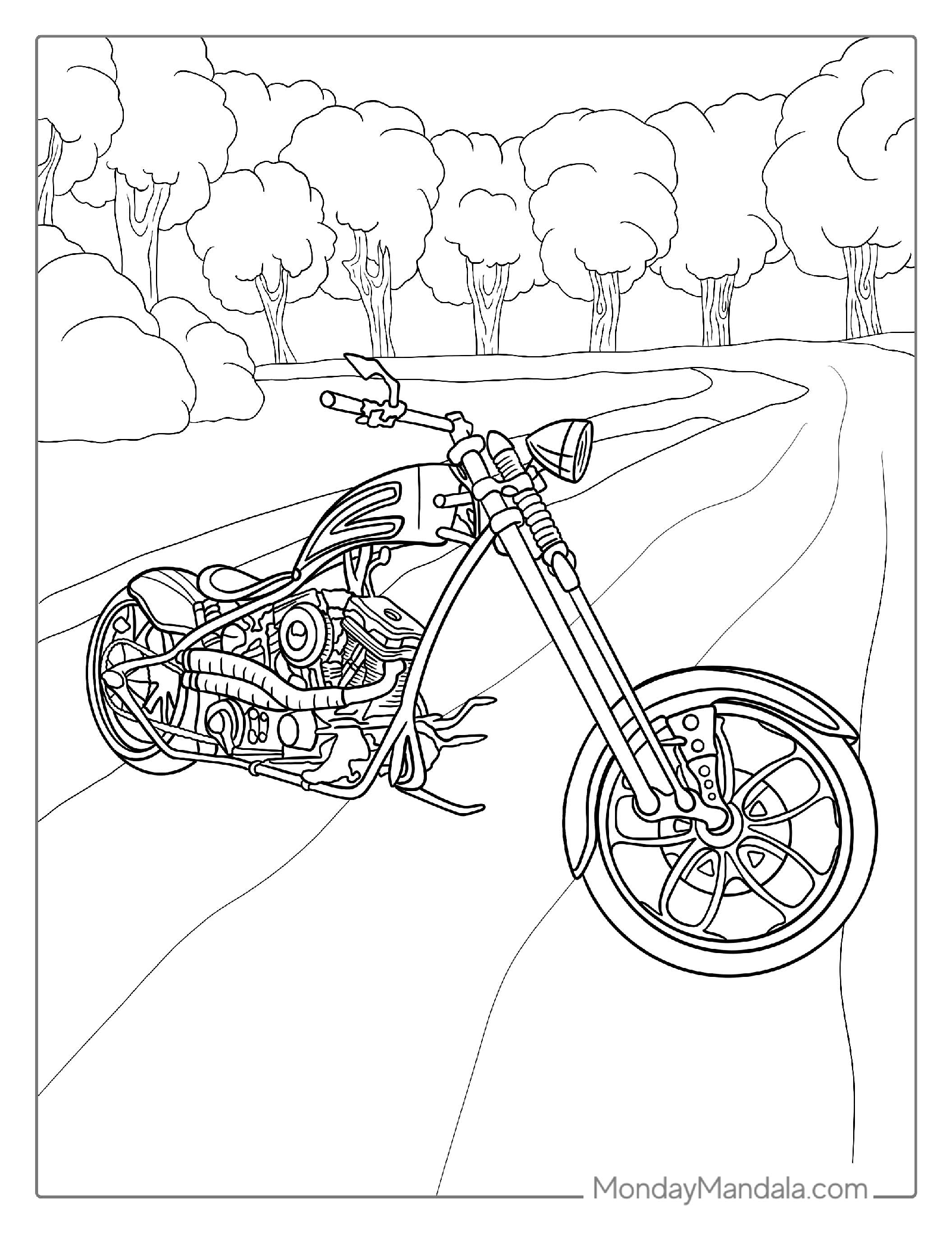 Chopper Motorcycle Coloring Sheet