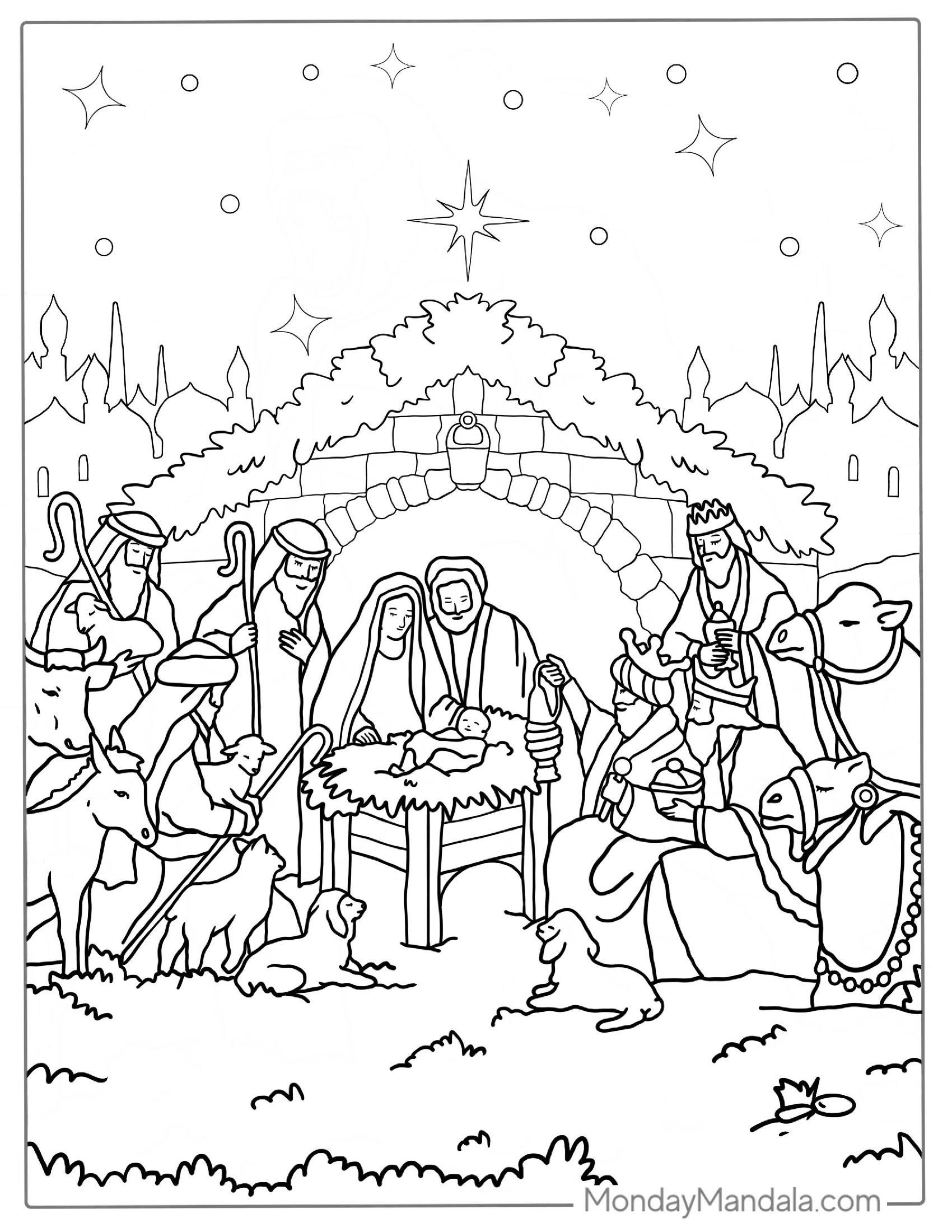 Christmas Nativity Coloring Page