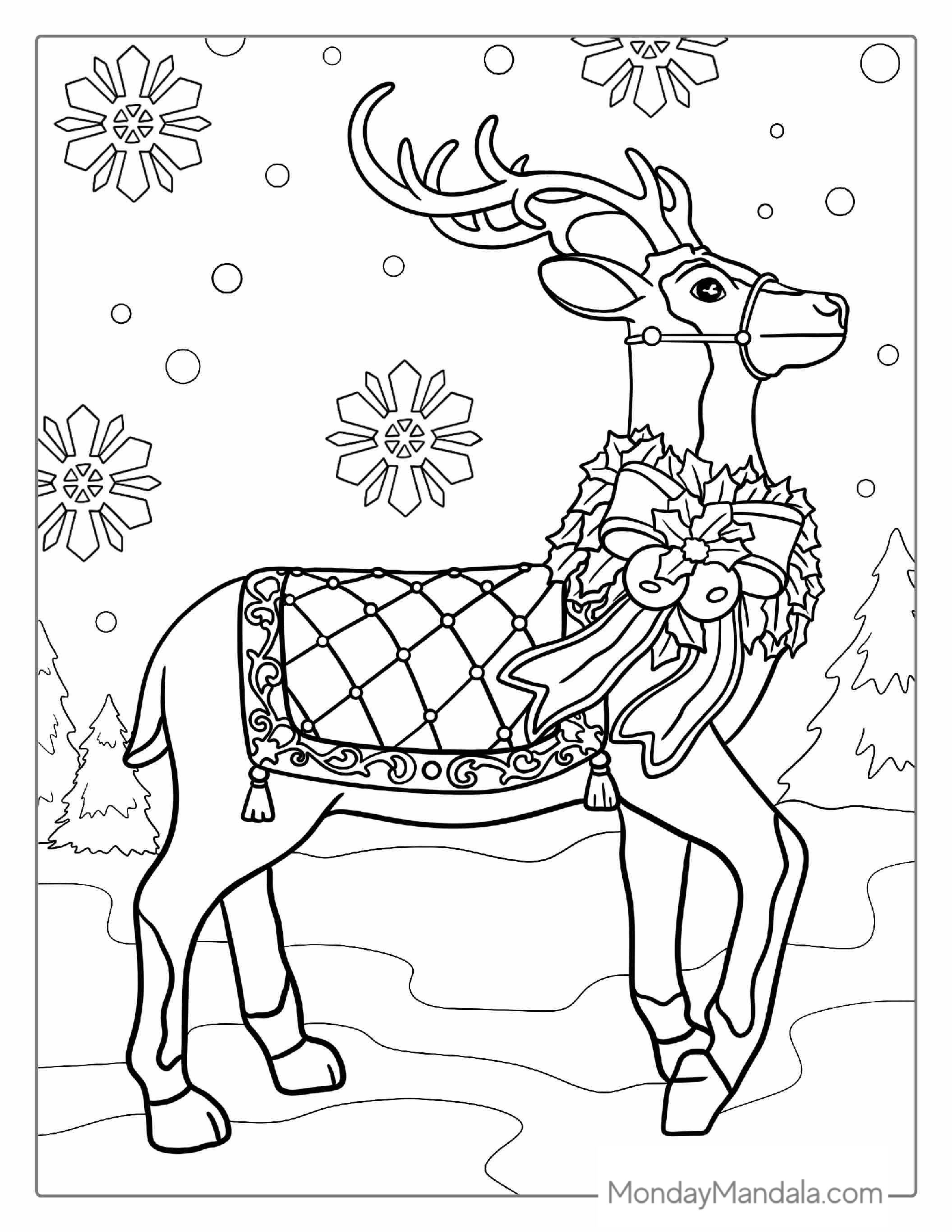 Christmas Reindeer Coloring Page