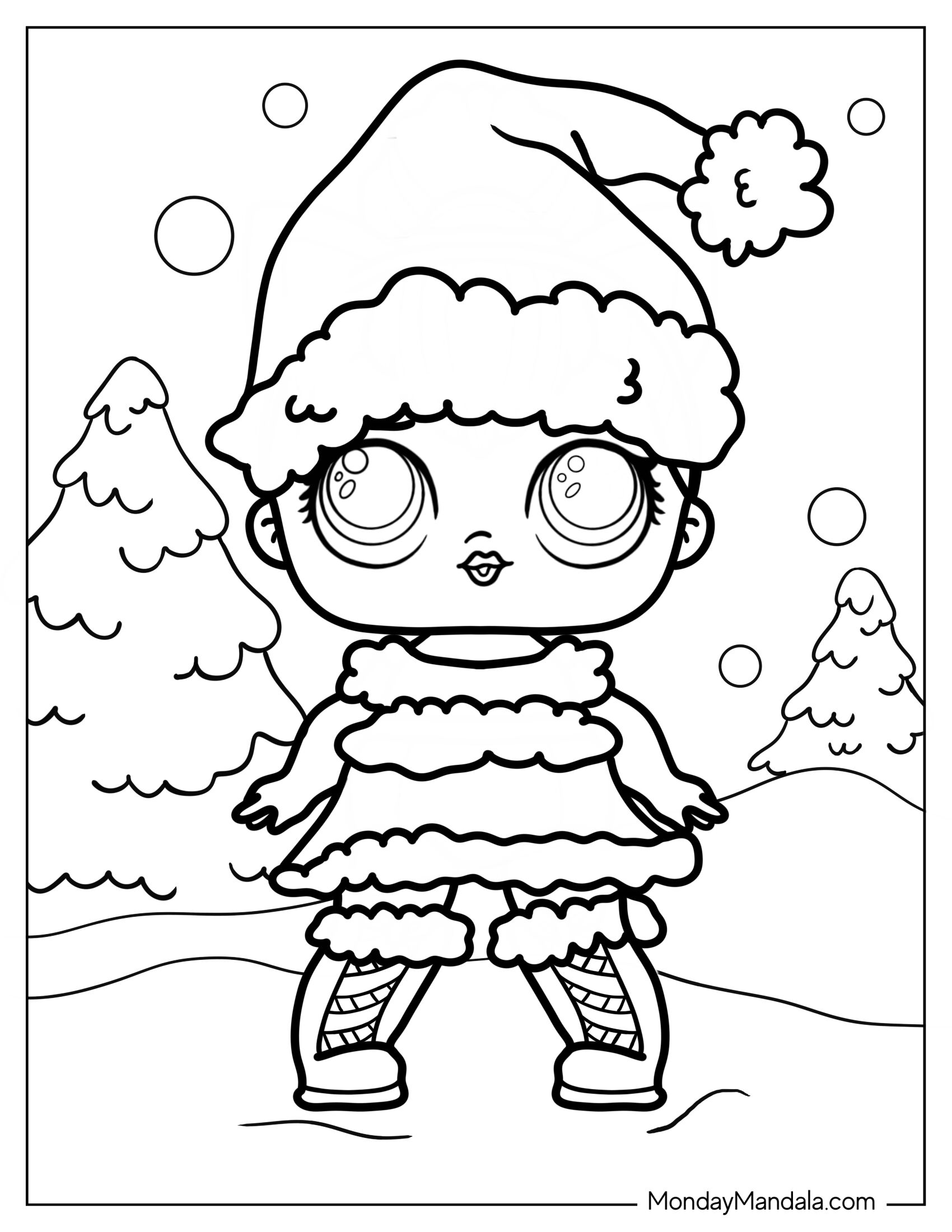 Christmas Themed LOL Surprise Coloring Page