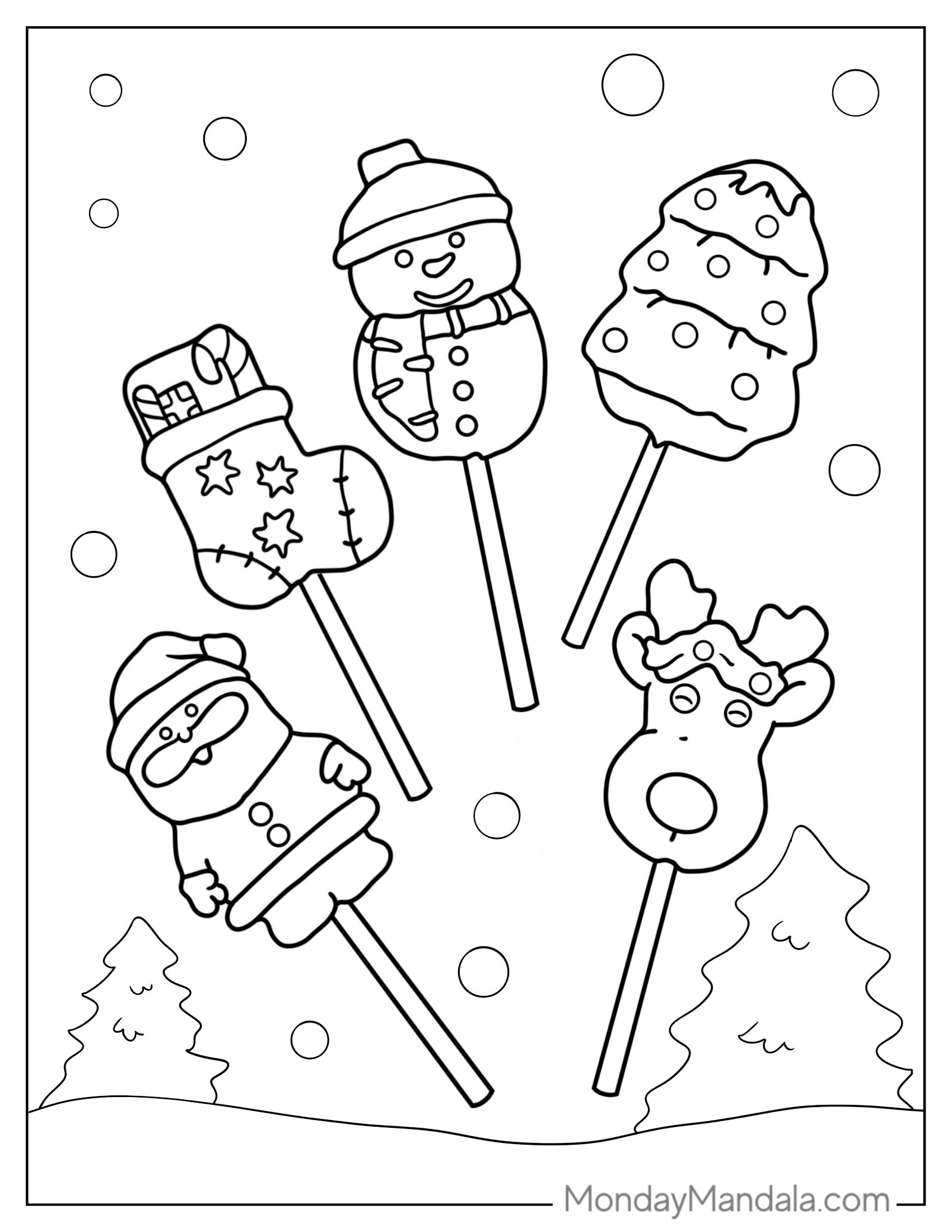 Christmas Themed Lollipops To Color