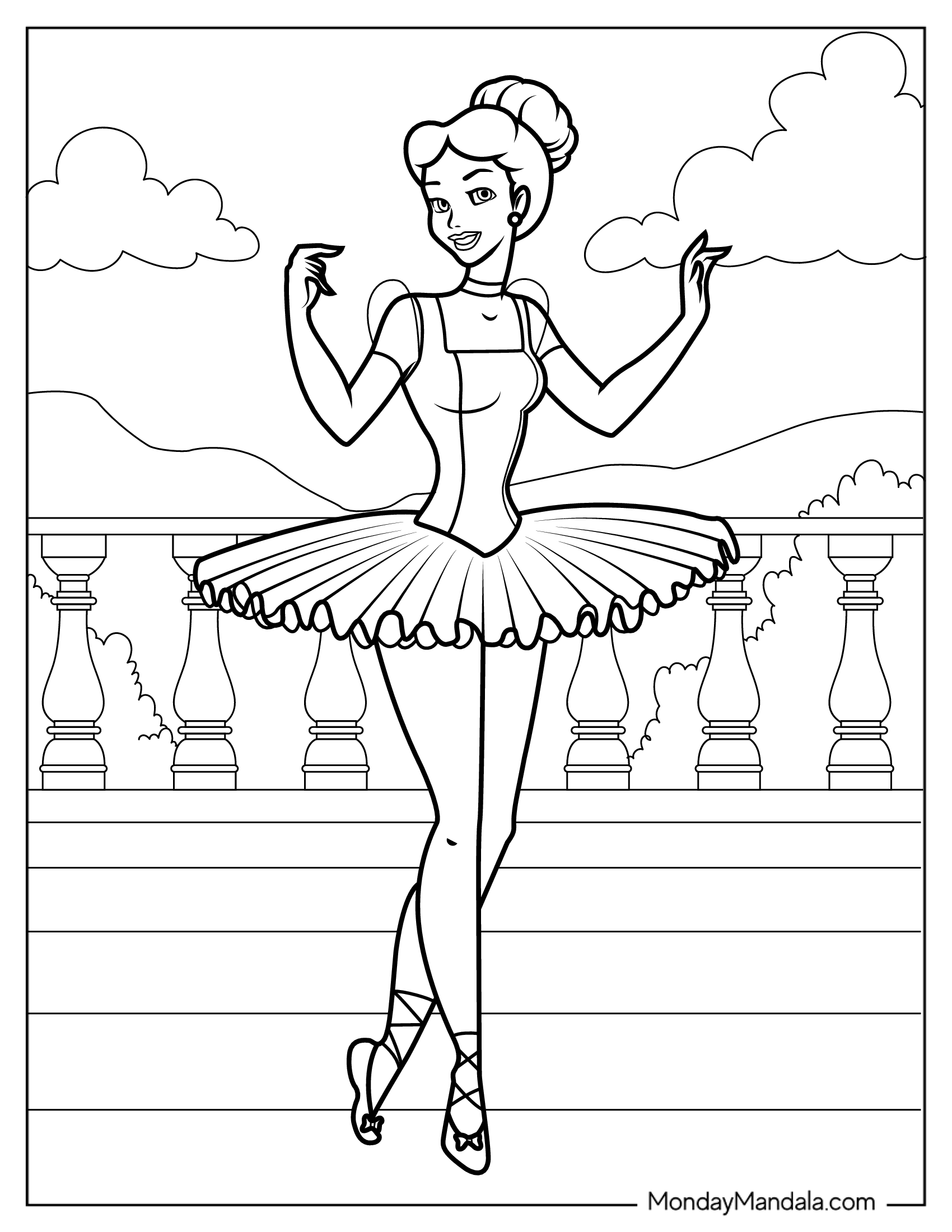 Cinderella Ballerina Coloring Page