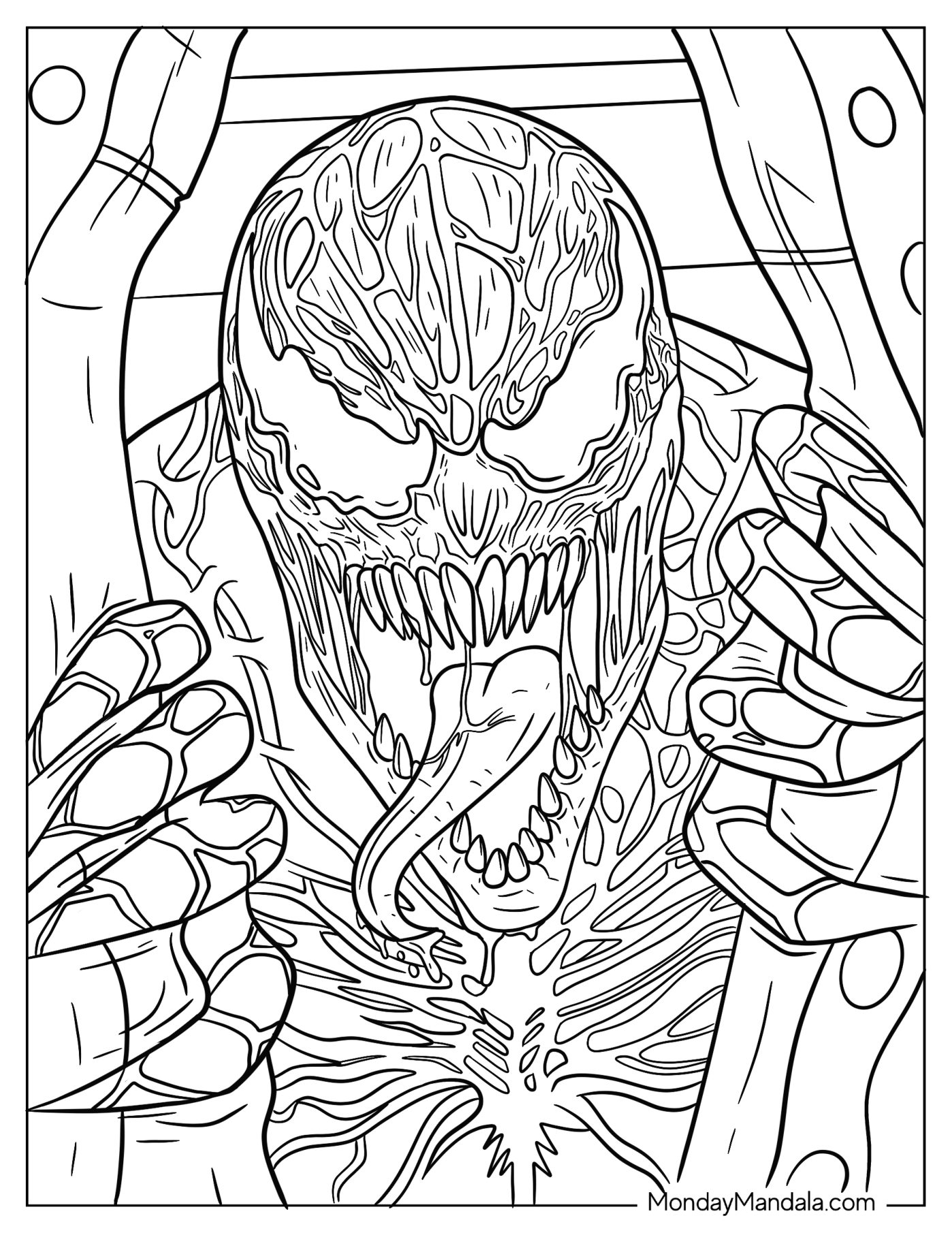 Close Up Of Growling Carnage Coloring Page