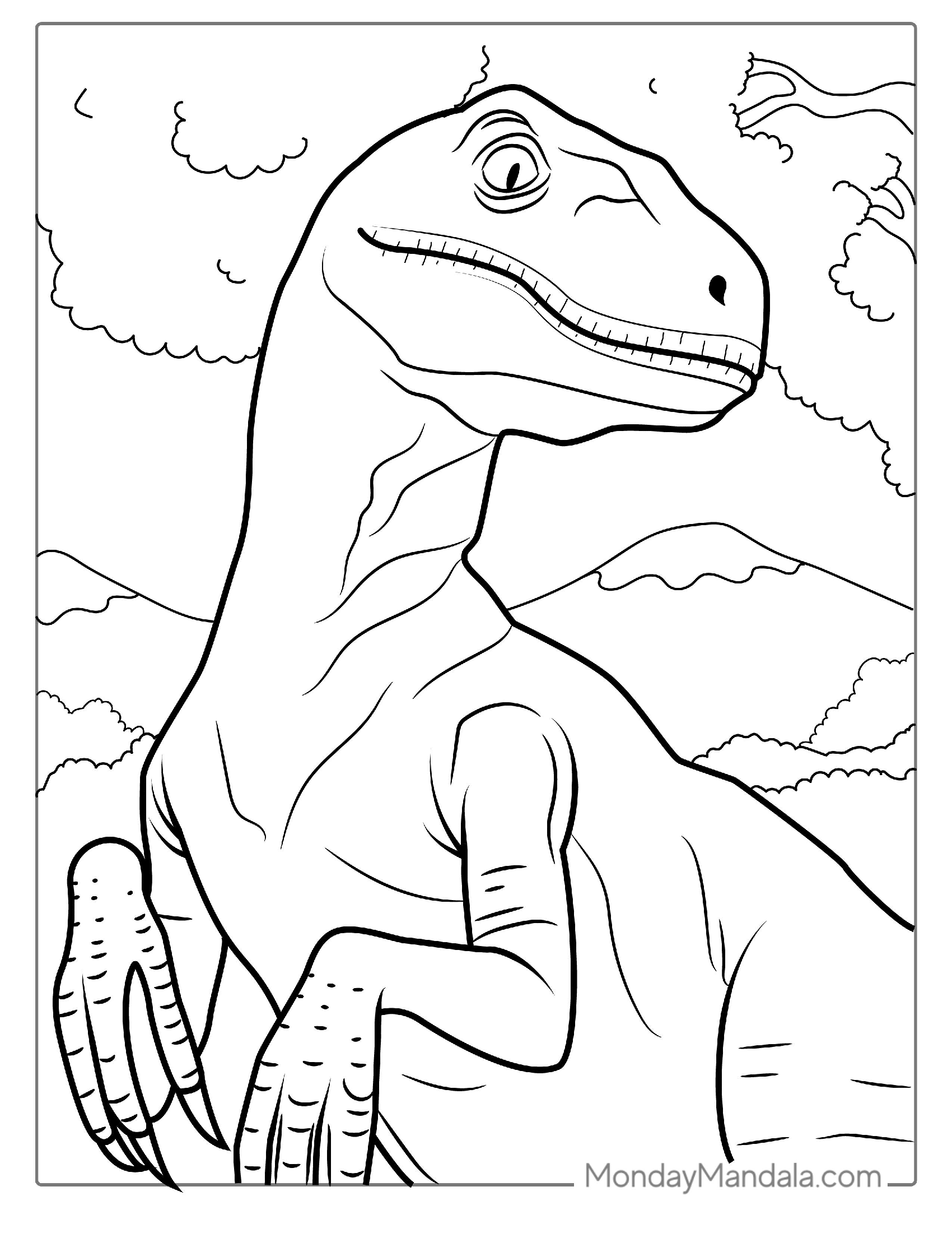 Close Up Of a Velociraptor Body To Color