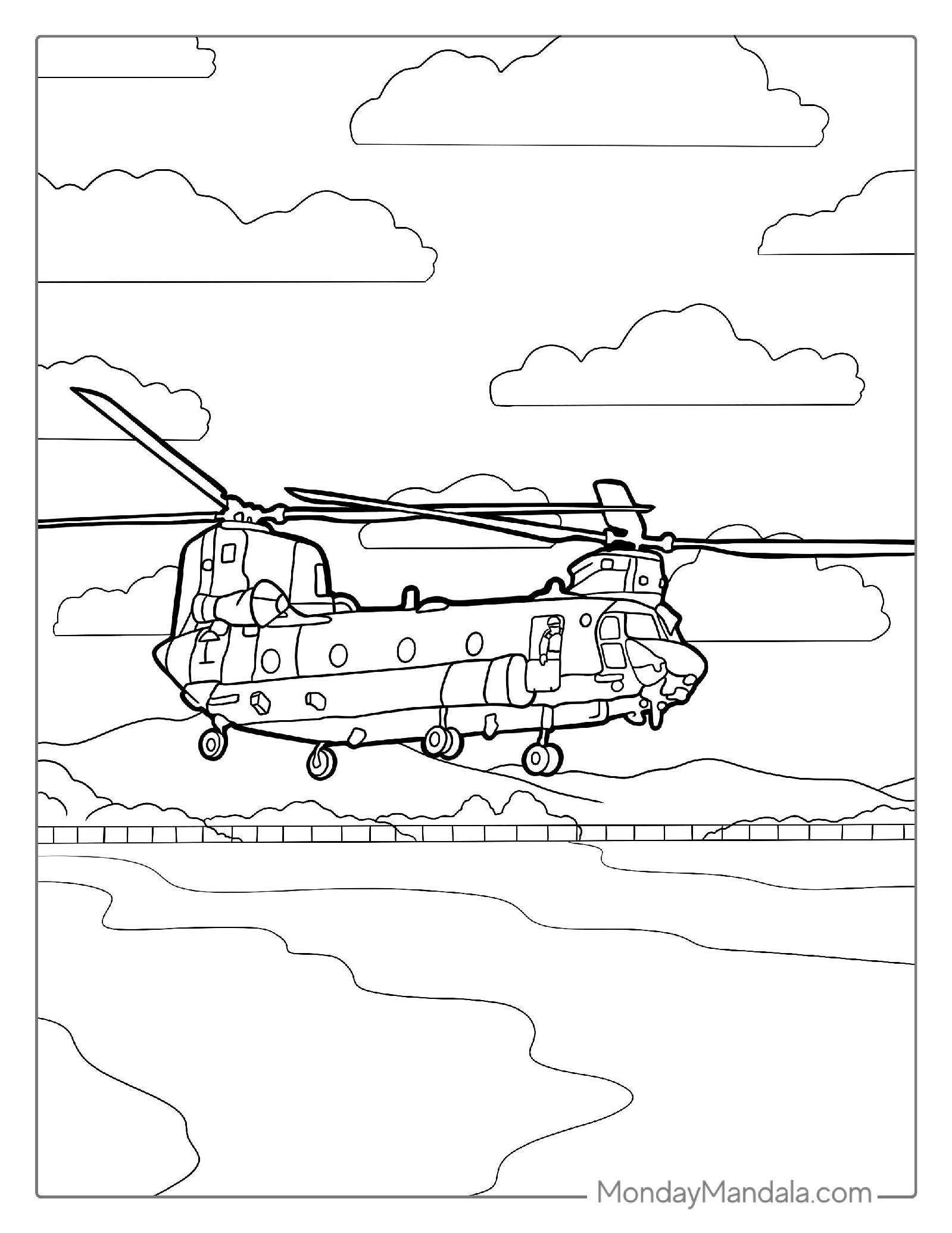 Coloring Page Of Chinook Helicopter