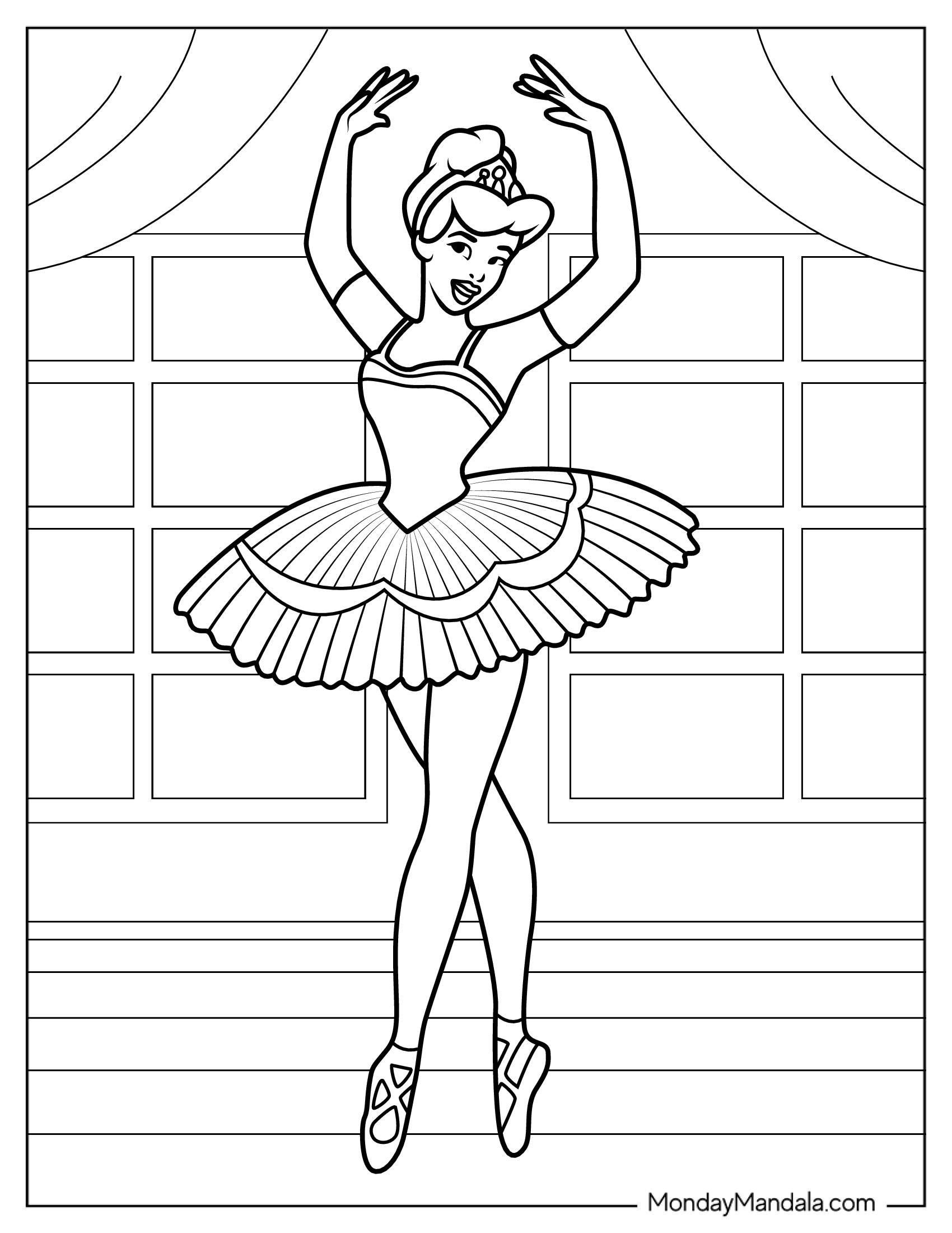 Coloring Page Of Cinderella As a Ballerina