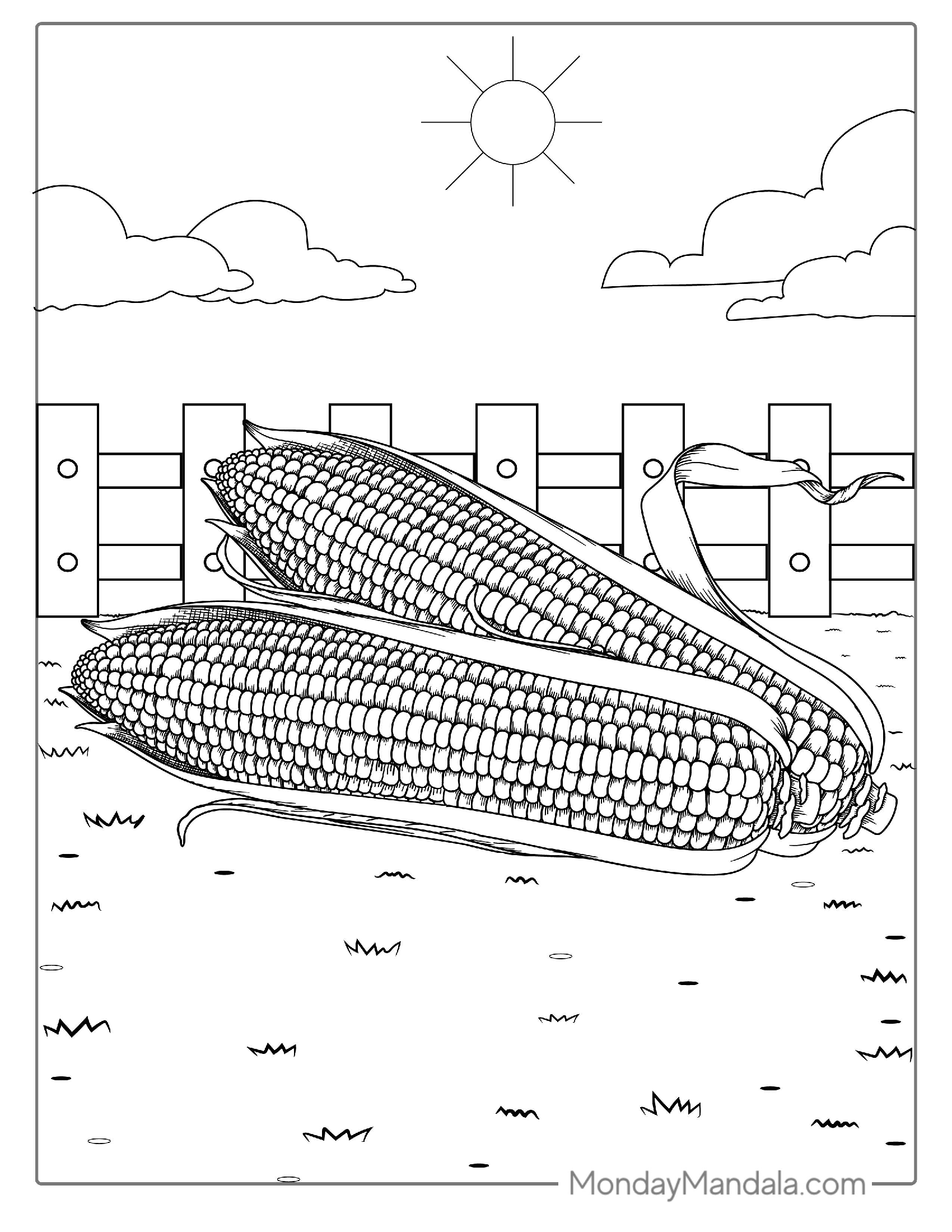 Coloring Page Of Corn On The Cob